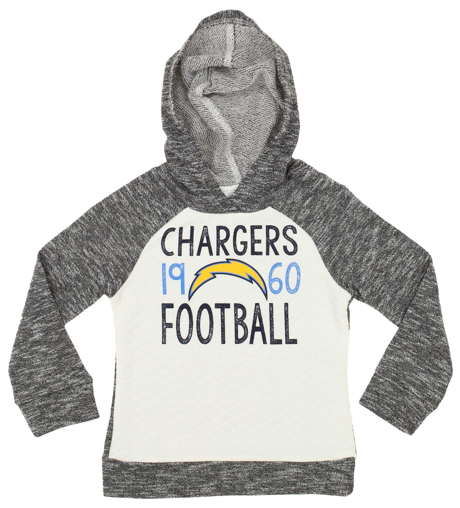 Outerstuff NFL Big Girls Youth (4-16) French Terry Fleece Hoodie Grey/White, Los Angeles Chargers, Small 6-6X