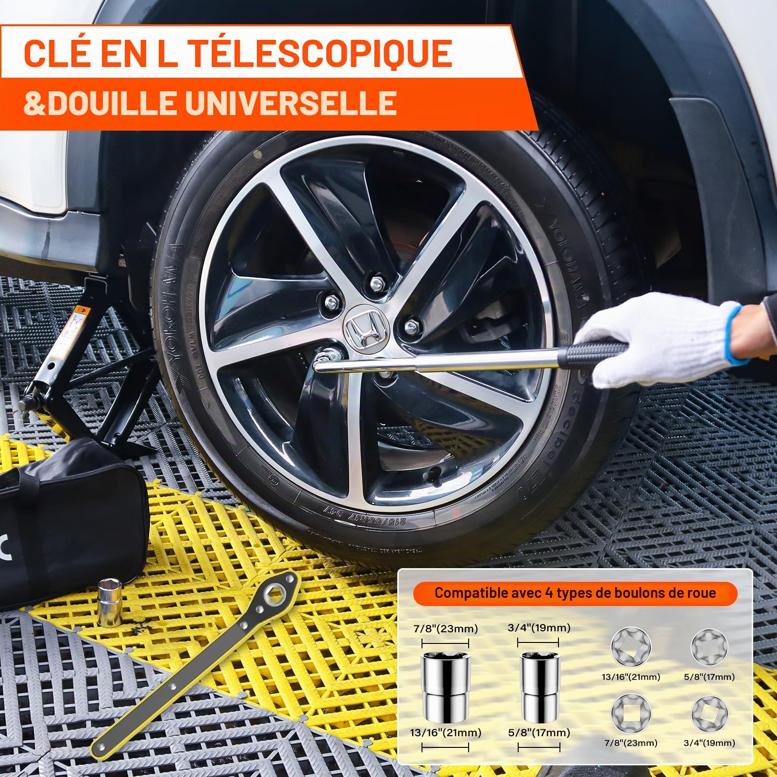 IMAYCC Cric Voiture 2.5T/2500kg, Universel Crique Voiture avec Tampon Caoutchouc, Portable Cric De Levage avec Clé pour Écrous De Roue, Kit d'urgence Automobile.