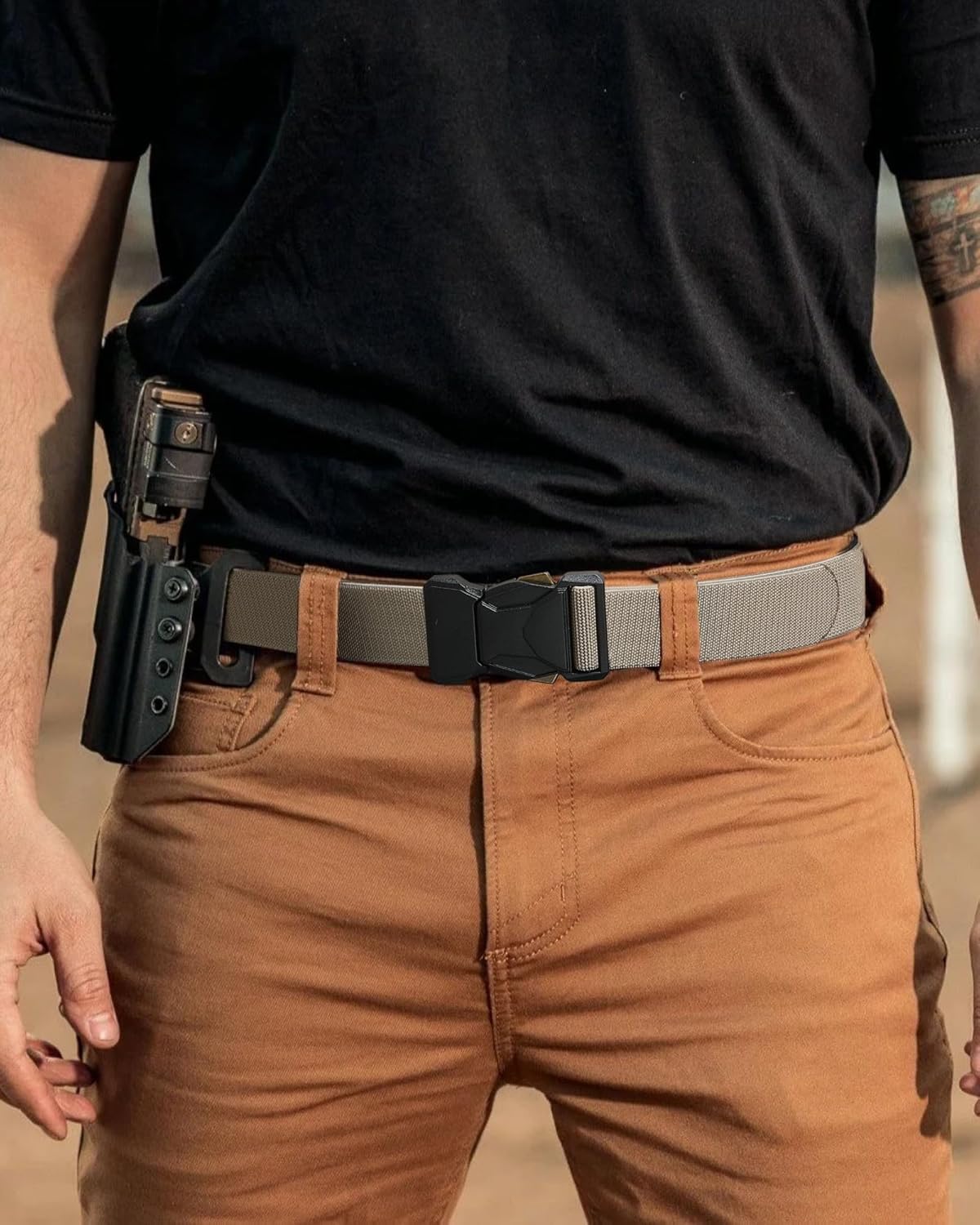 CHAOREN Tactical Belt Men - 1.5" Stretch Belt for Work - Quick Release for Military Casual Jeans EDC Hiking - Image 3