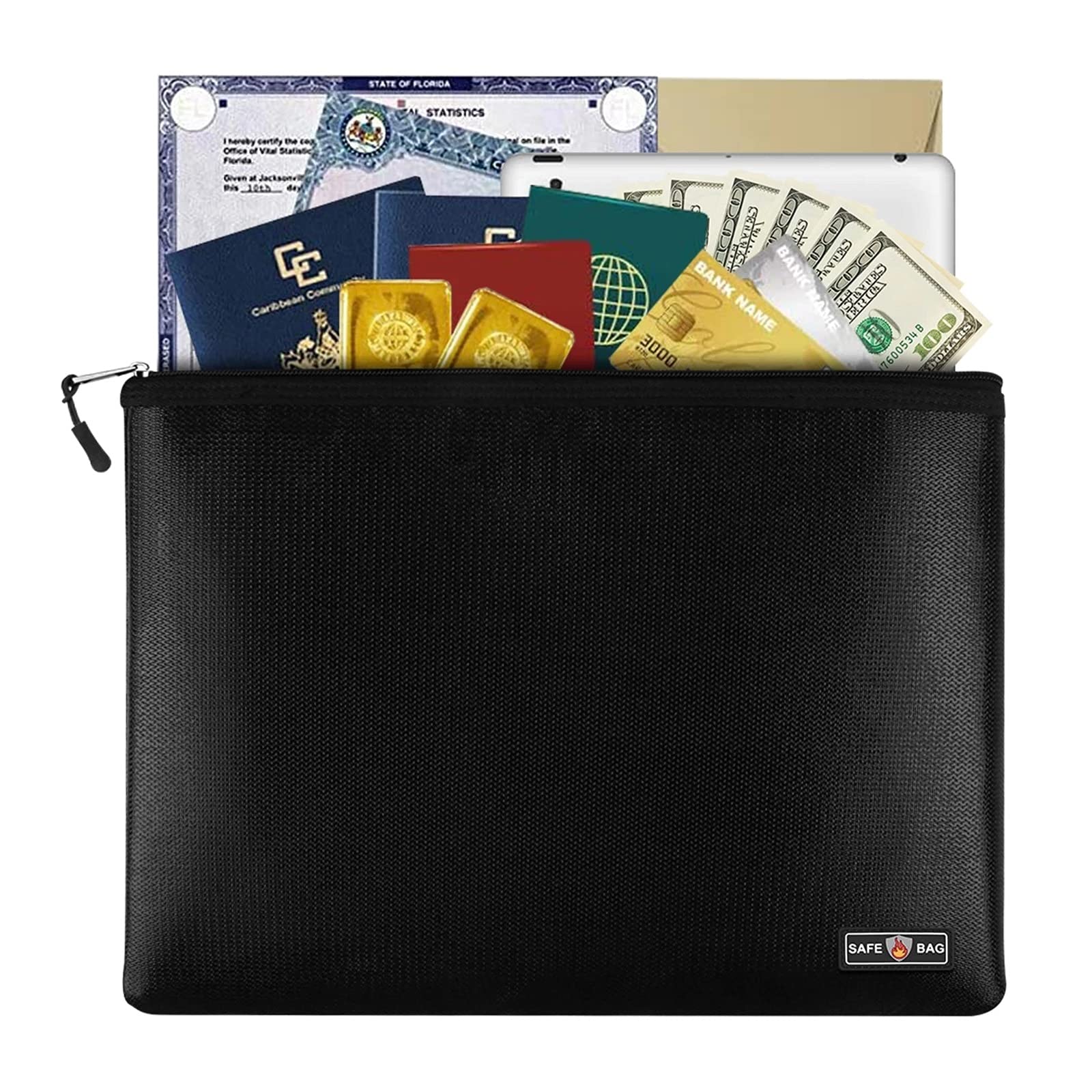 Caja de Documentos Ignífuga Fireproof impermeable carpeta de archivos almacenamiento con cierre cremallera