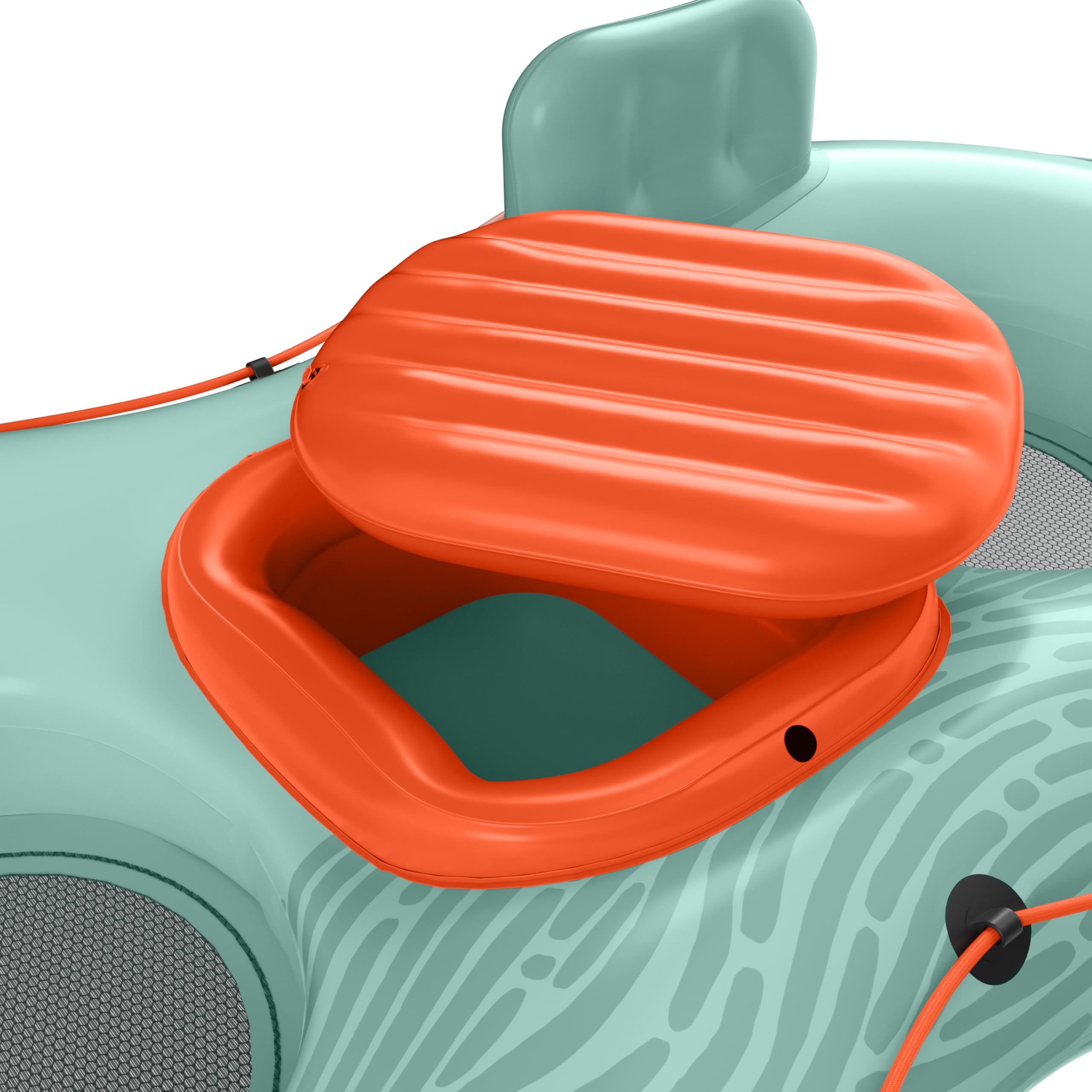 Retrospec Siesta Float Single & Double River Tube für Erwachsene 1–2 Personen – Robuster Wasserschwimmer mit Rückenlehne & Getränkehaltern | 136-272 kg | Reparaturset | Aufblasbare Flussschläuche zum