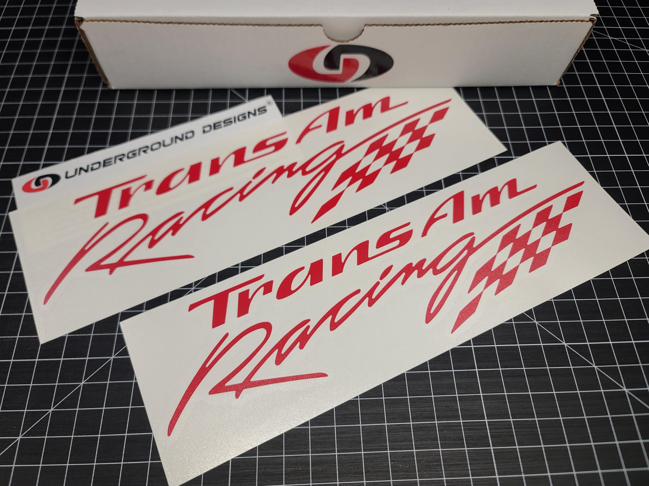 Firebird Trans Am Racing Script Decals (2-Pack) Fender Window Stickers Fits Pontiac Firebird Trans Am Formula LT1 LTX LS1 LSX (Gloss Red, Trans Am)