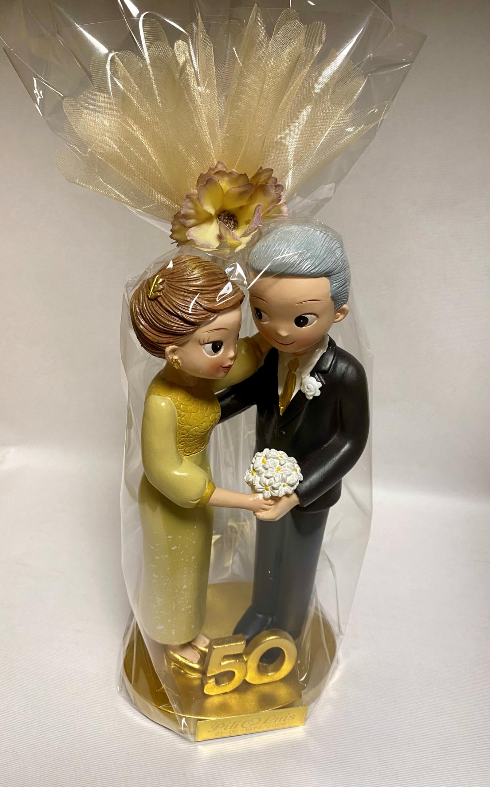 Figurita Tarta Bodas de Oro 50 Aniversario GRABADA para Pastel