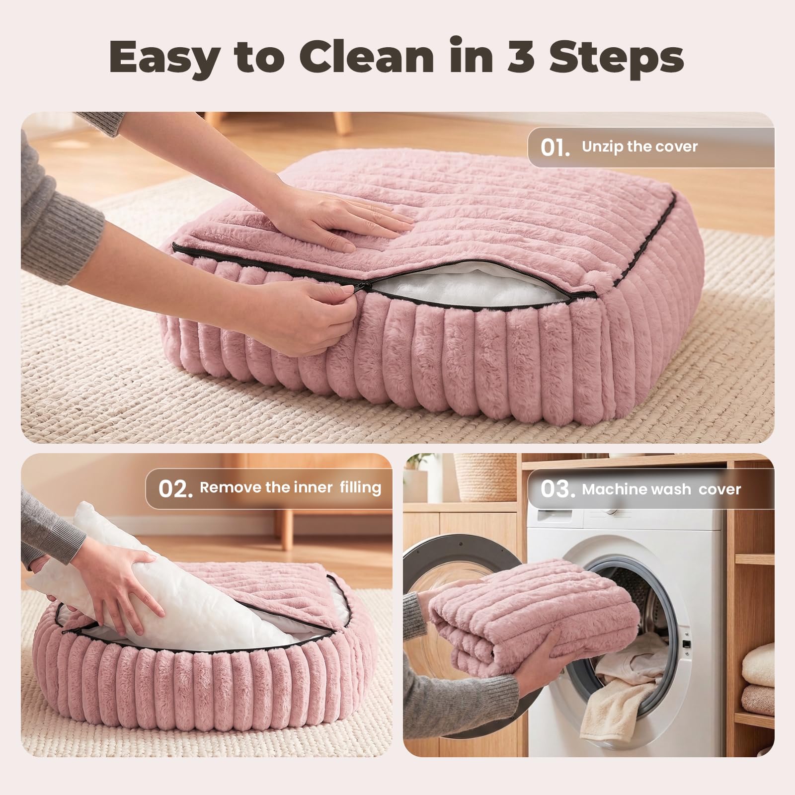 Avont Cuccia Cane Interno, Cuccia per Animali Domestici con Fondo Antiscivolo e Cuscino Rimovibile, Lavabile, per Cuccioli di Piccola e Pedia Taglia, Rosa (S)