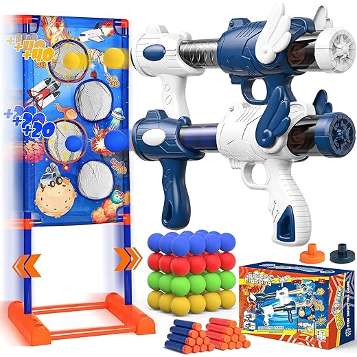 2023 Upgraded Kids Toys for Age 5 6 7 8 9 10+ Years Old Boys Girls, Shooting Game with 48 Foam Balls & 2pk Air Guns & Moving Shooting Target- Ideal Christmas Birthday Gift-Compatible with Nerf Gun Toy