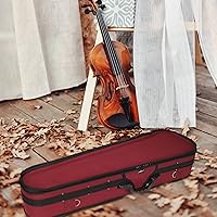 Vista 8 de adm Estuche rígido para violín de tamaño completo 4/4 Básico Profesional, mochila de forma triangular, suspensión súper ligera (rojo vino)