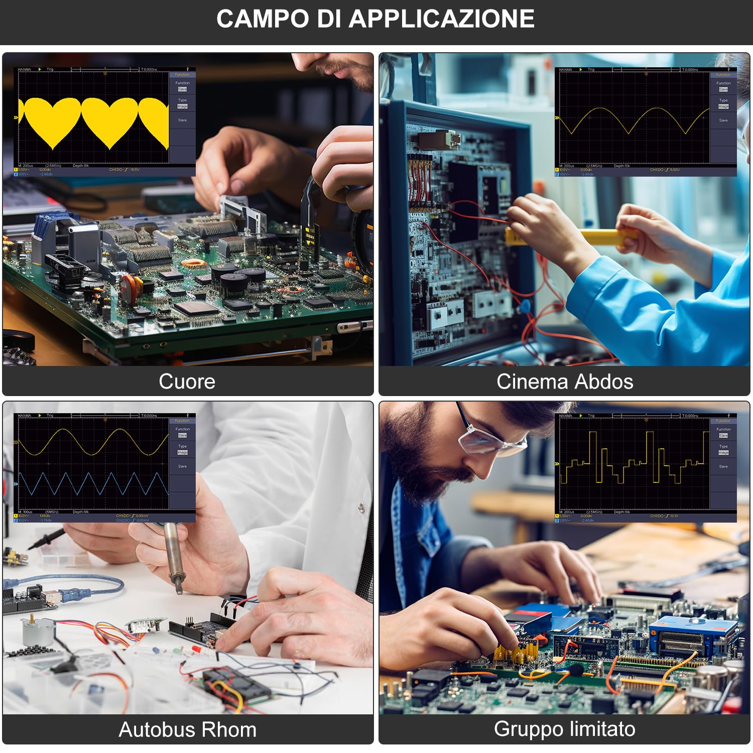 HANMATEK 2 in 1 Oscilloscopio Digitale Generatore di Degnale DDS con Larghezza di Banda 110 MHz, 2 Canali e Display TFT-LCD, Frequenza di Campionamento 500 MS/s *2