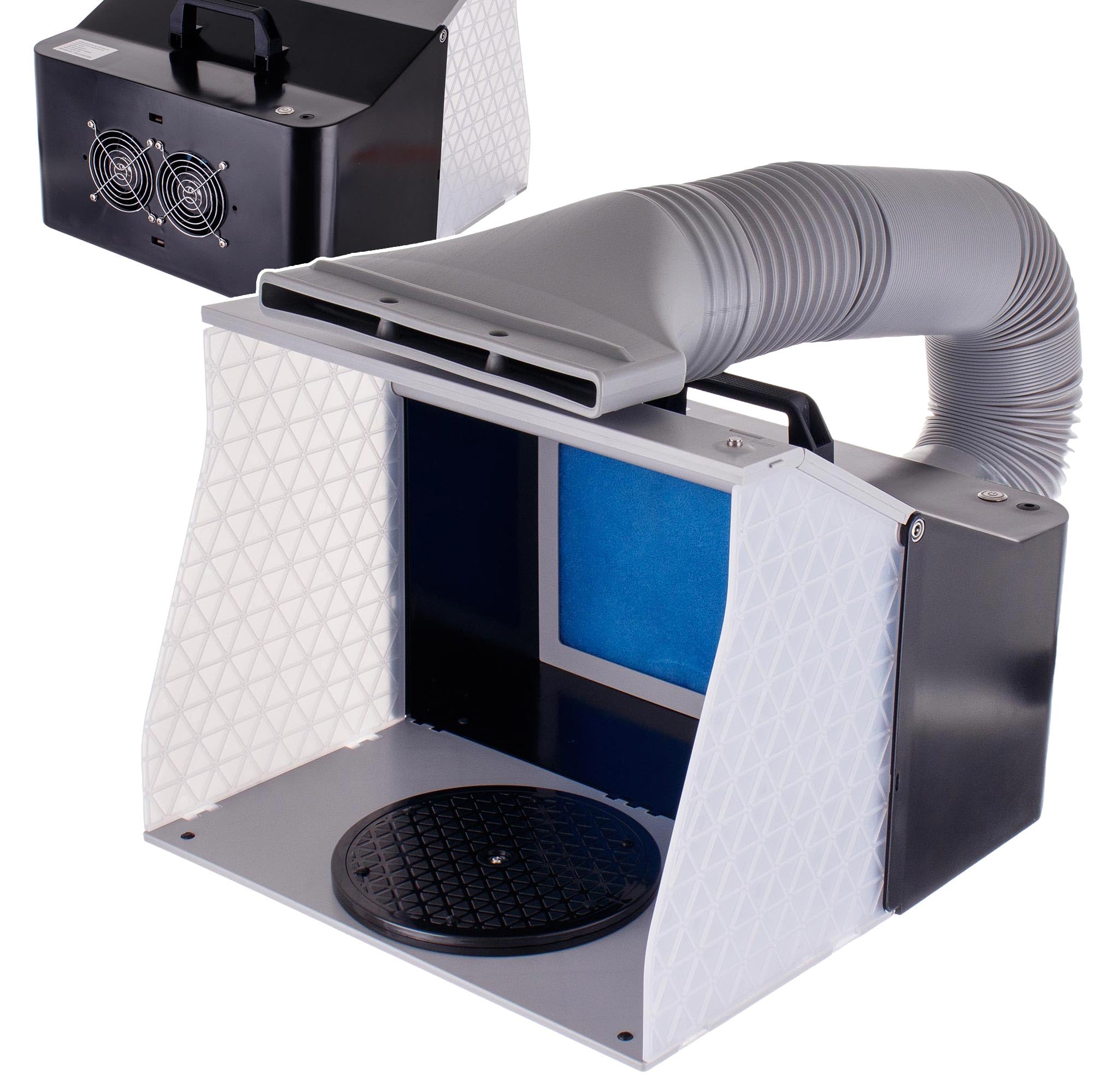 Airbrush Lackierkabine AH-310 LED Doppelventilator Abluftschlauch 230V leise 45 dB