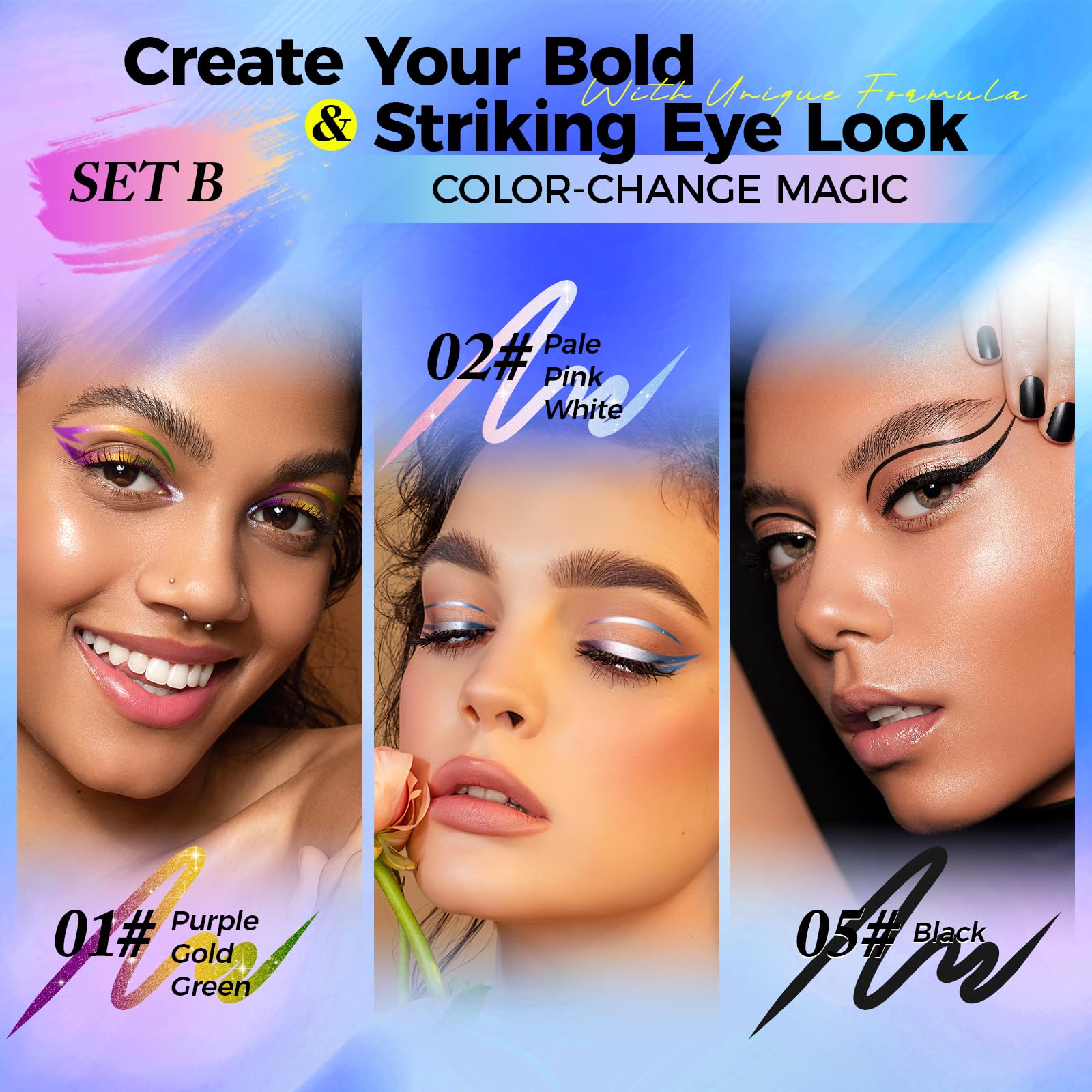 Greyghost Matita Eyeliner Retrattile Multicolore, Eye Liner Waterproof Smudge Proof Metallic Eyeliner Pen 24h Long-Lasting Gel Eyeliner High Pigmented Eyeliner Pencil (Set B)