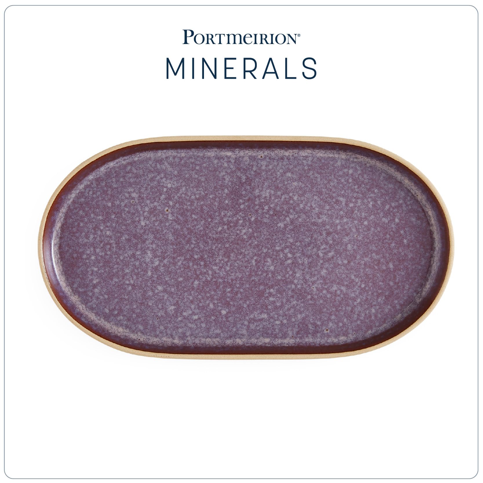 Portmeirion x Minerals Amethyst Plateau ovale moyen (30 cm) – Plat de service en grès émaillé violet réactif pour partager, manger et recevoir au quotidien