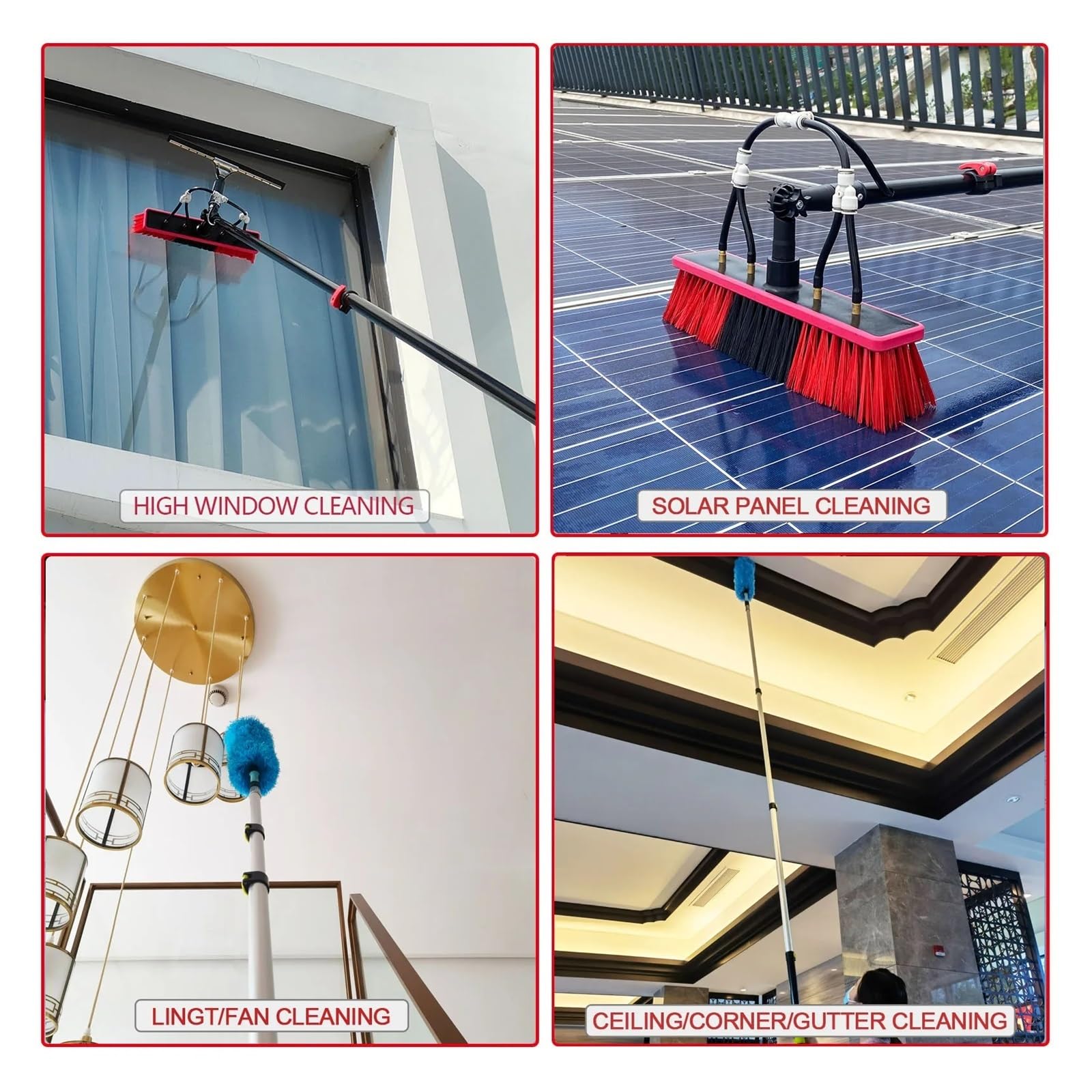 Poste De Extensión De Aluminio Con Cerradura Abatible De 24 Pies, 30 Pies, 36 Pies Y 40 Pies, Poste Telescópico Ajustable For Rodillo De Pintura, Lavado De Ventanas,(24ft(7.2m))