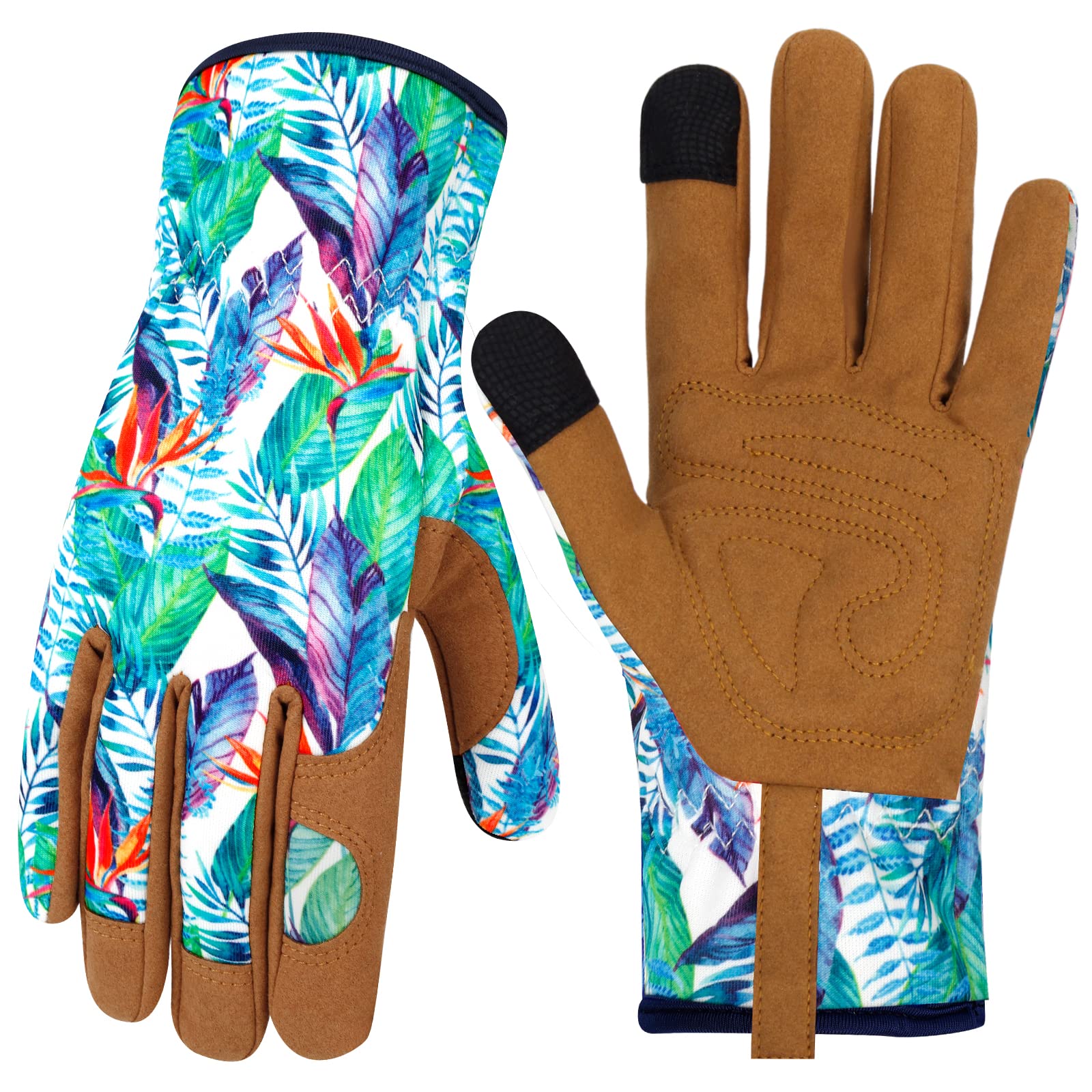 Leather Gardening Gloves for Women Thorn Proof Garden Gloves Touch Screen Working Gloves Gifts,M
