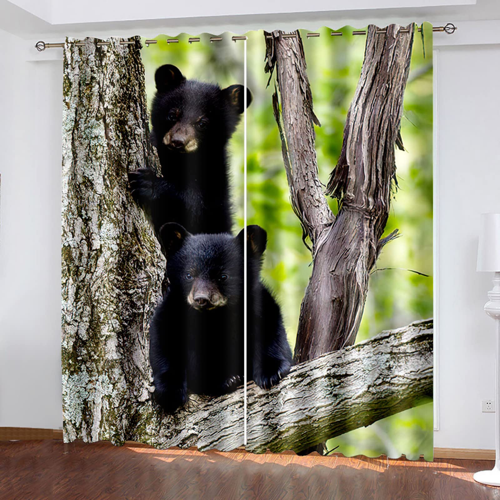 Rideau thermique isolant anti froid 200x160cm lot de 2 occultants ours noir salon chambre enfant