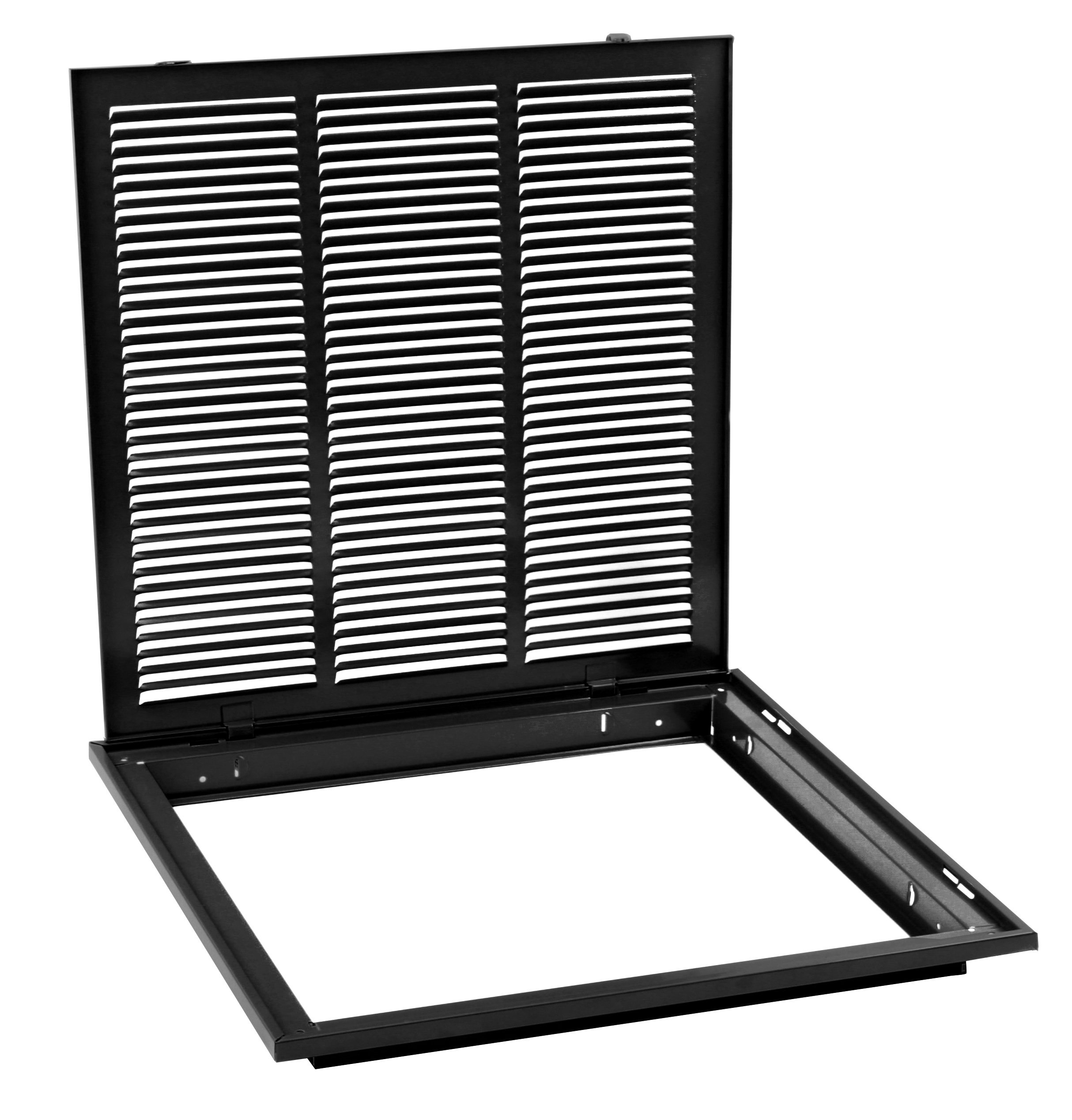 12" X 12" Steel Return Air Filter Grille for 1" Filter - Easy Plastic Tabs for Removable Face/Door - HVAC DUCT COVER - Flat Stamped Face - Black [Outer Dimensions: 13.75w X 13.75h]