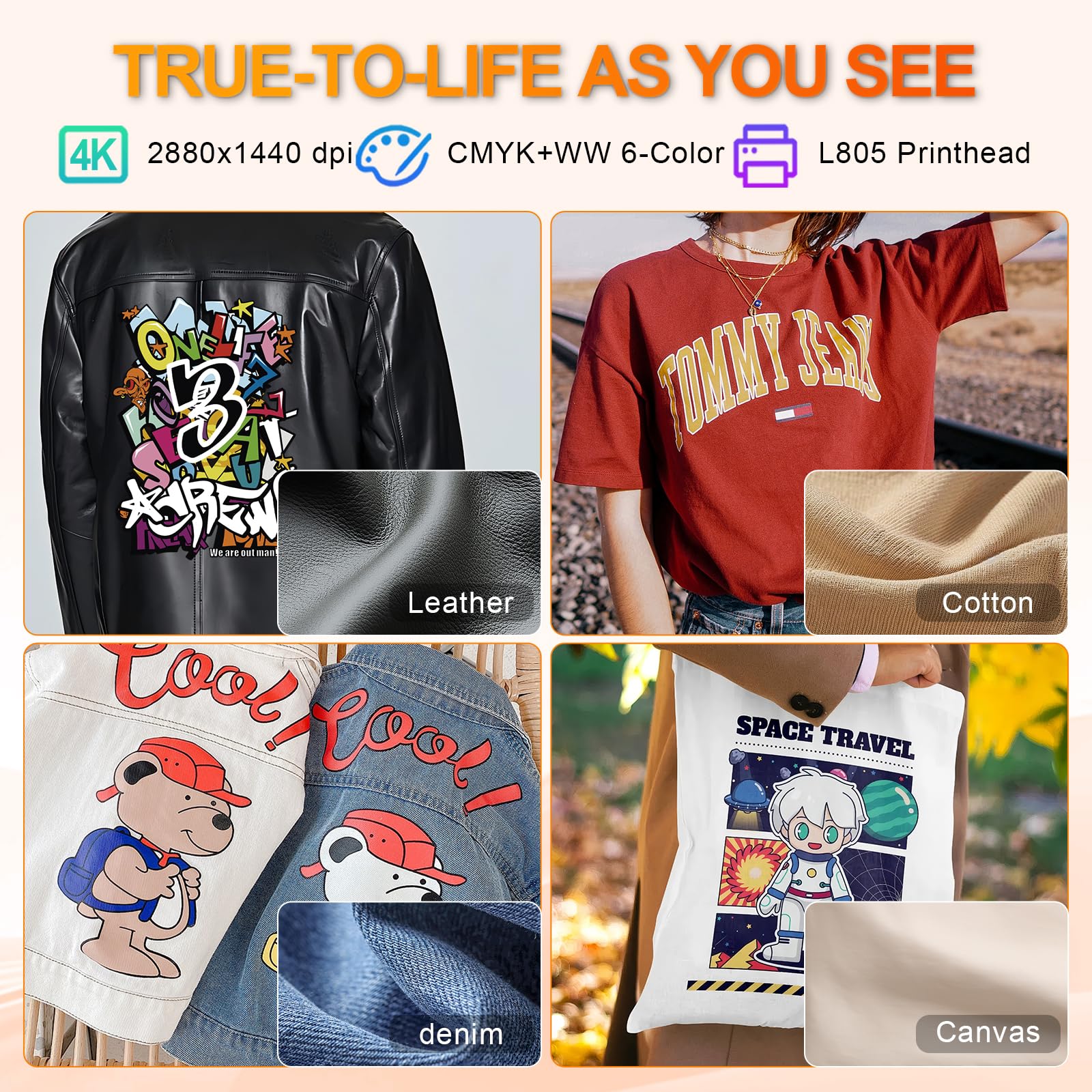 PLK Actualización de impresora A4 DTF L805, fácil mantenimiento, circulación de tinta blanca, transferencia directa a película para impresión personalizada de camisetas/textiles, limpieza