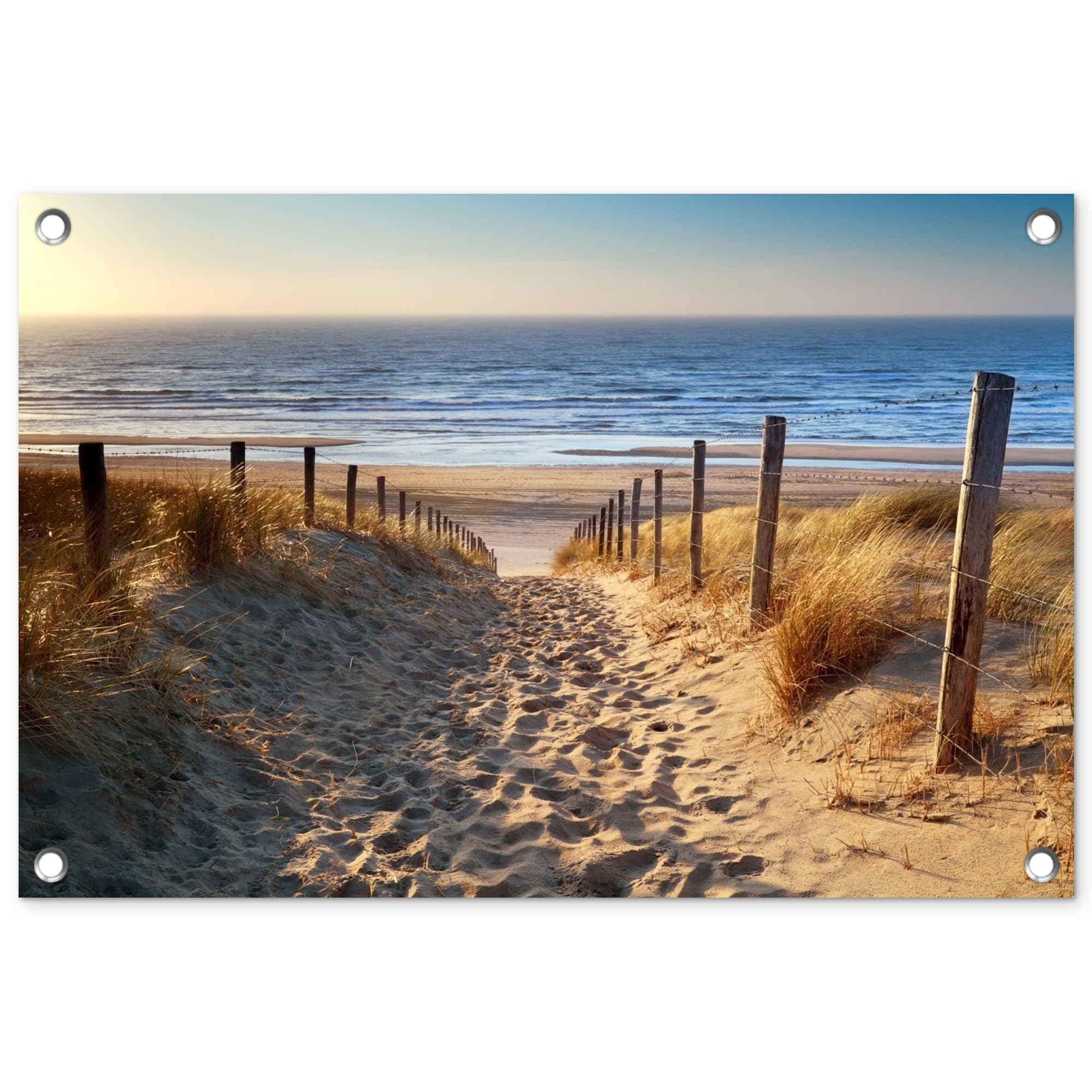 MuchoWow© Garden Decor 23"x15" / 60x40 cm Balcony Accessories Outdoor Decorations Posters Wall Art For Gardens Outside Poster Decoration Beach - Sea - Netherlands - Dunes - Sun — image 1