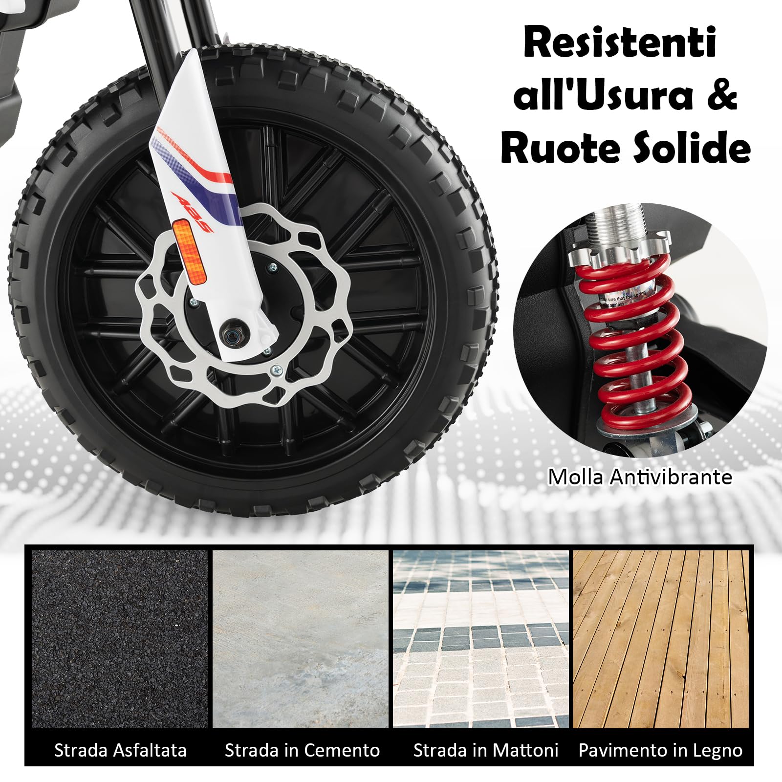 RELAX4LIFE Moto Elettrica Aprilia RX 12 V per Bambini, con Rotelle Ausiliarie, 5,5-6 km/h, Luci,Musica,Fari, Carico 30 KG, per Bambini 3-8 Anni
