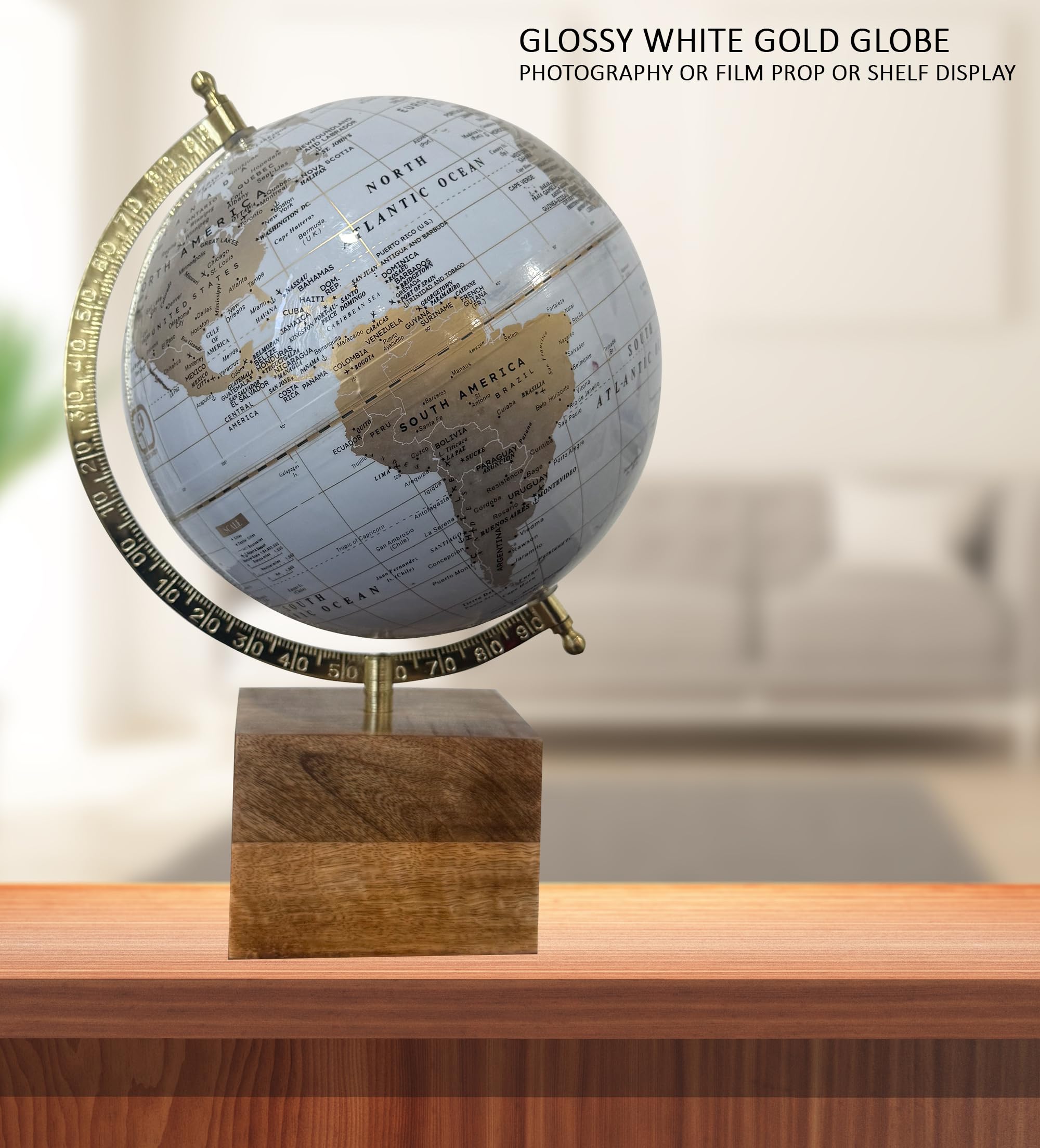 GLOBE DADDY 8 Inch Rotating World Globe with Metal Arc and Wooden Base for Office Table, Geography Learning, Studio or Cafe Decoration, Unique Gifts, Birthday and Anniversary Gift. 2