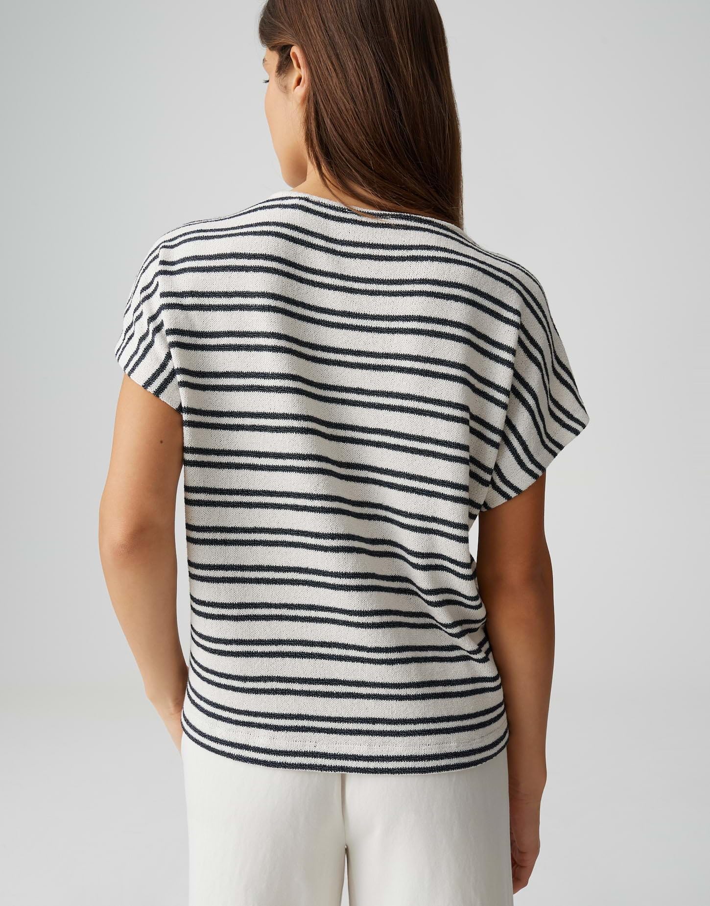 OPUS Damen Kurzarmshirt | Gestreiftes Jerseyshirt in Strickoptik Regular Fit