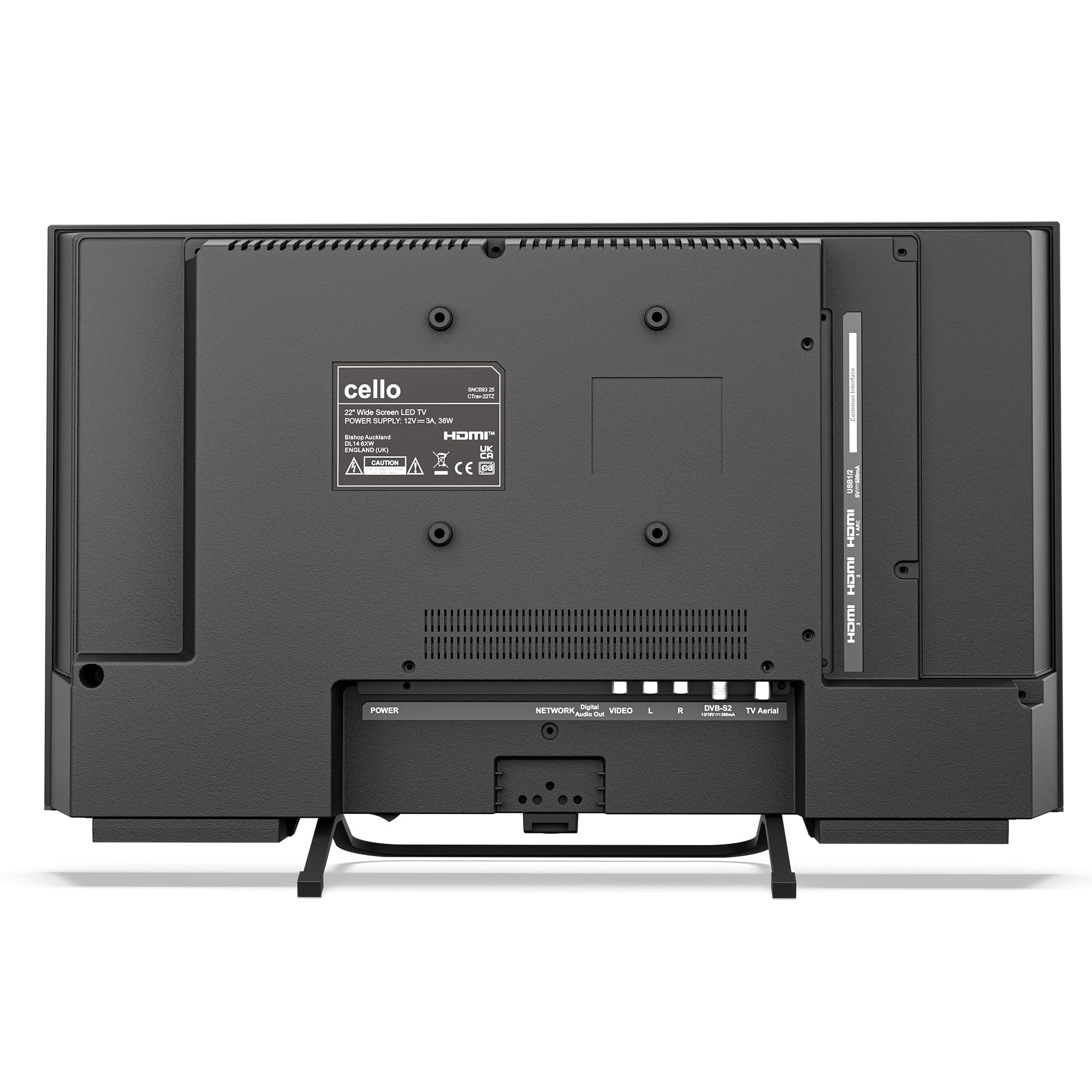 Cello CTRAV-22TZ 22" Smart 12V Traveller-TV mit Tizen OS von Samsung, Satellitenempfang, Gaming Hub, Pitch Perfect Lautsprecher, Bluetooth, ideal für Wohnmobile und Boote, Triple-Tuner