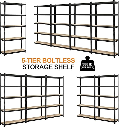 Miniatura 9 de Topeakmart Estantes de 5 niveles estantes de almacenamiento de metal estantes de almacenamiento de garaje estantes de almacenamiento ajustables para