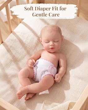 BABESIDE Baby Doll Diapers, 6 Reusable Diapers for 12-15 Inch Baby Dolls | Washable Baby Doll Accessories for Diaper Changing Pretend Play, Doll Diaper Set for Ages 3+