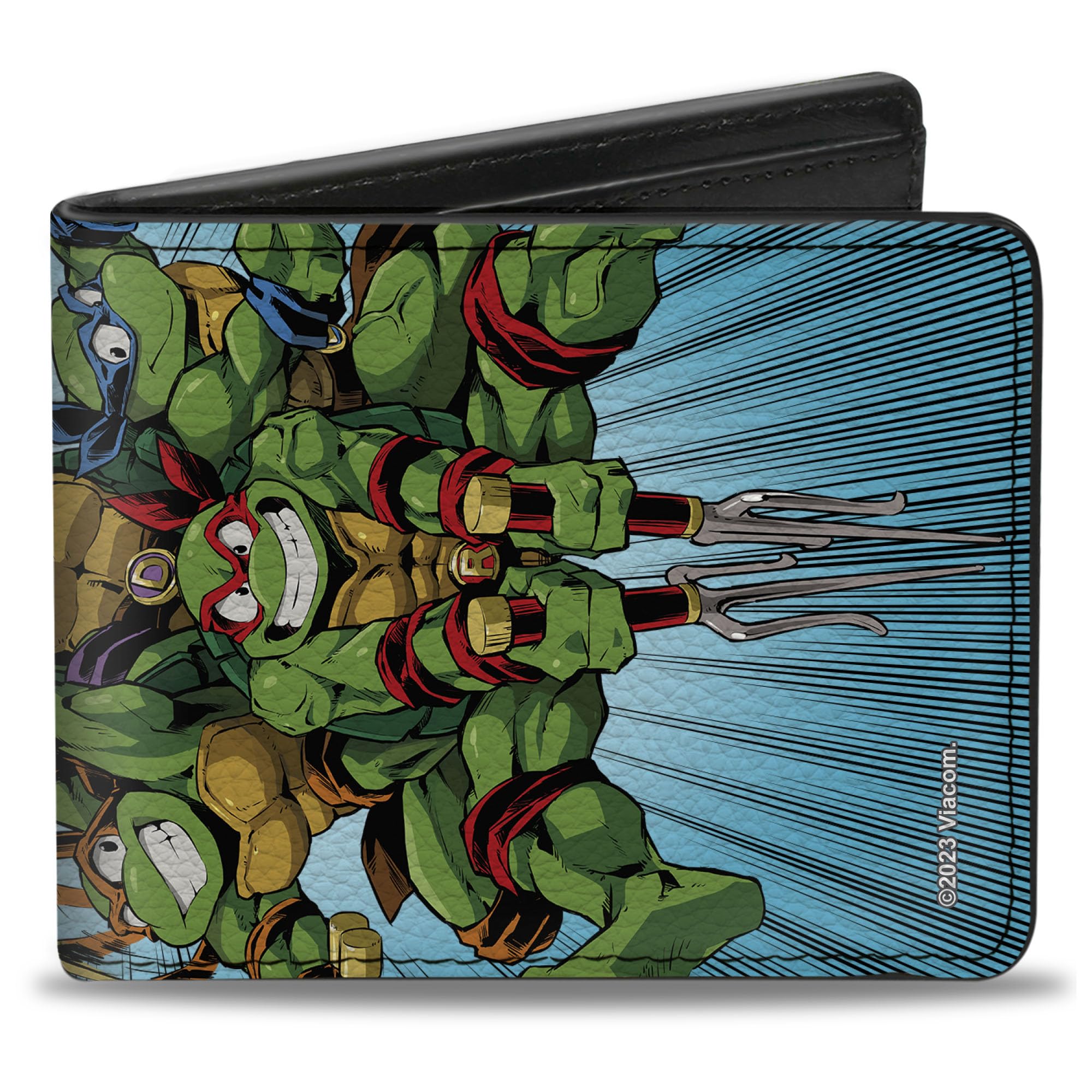 Nickelodeon Wallet, Bifold, Ninja Turtles Turtle Power Group Pose Rays Blues, Vegan Leather