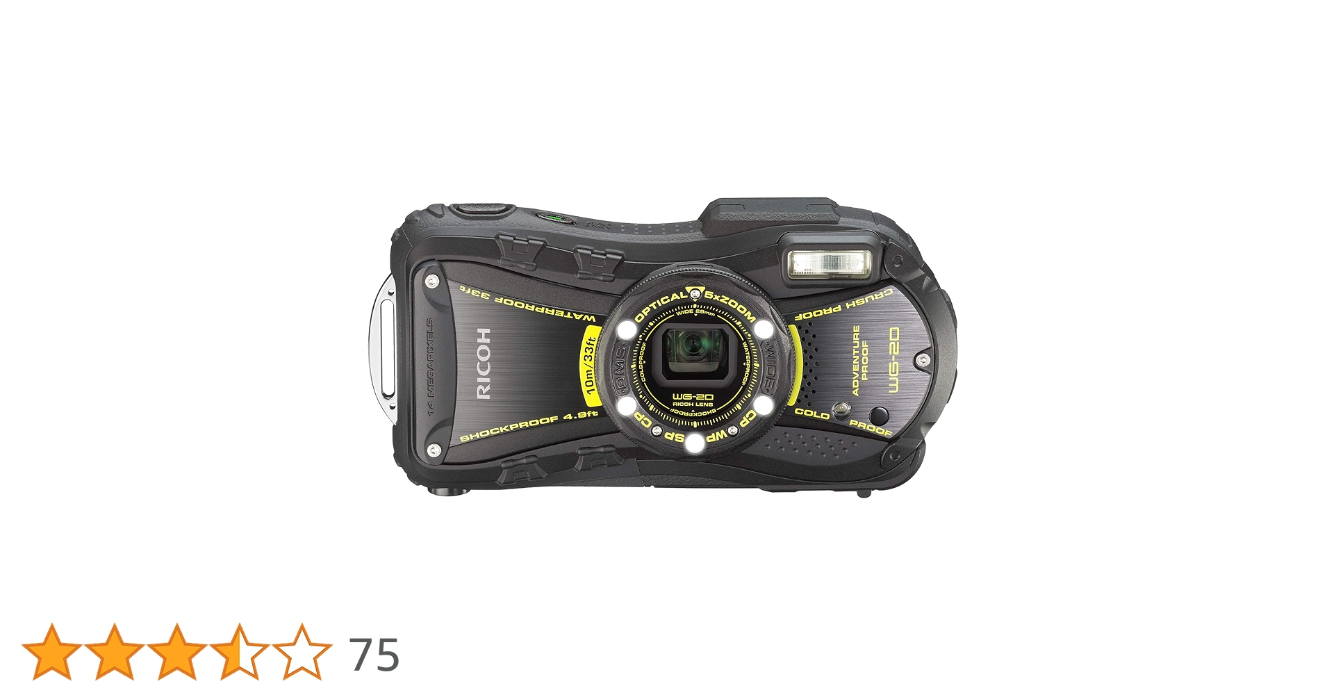 Amazon | RICOH 防水デジタルカメラ RICOH WG-20 ブラック 防水10m耐