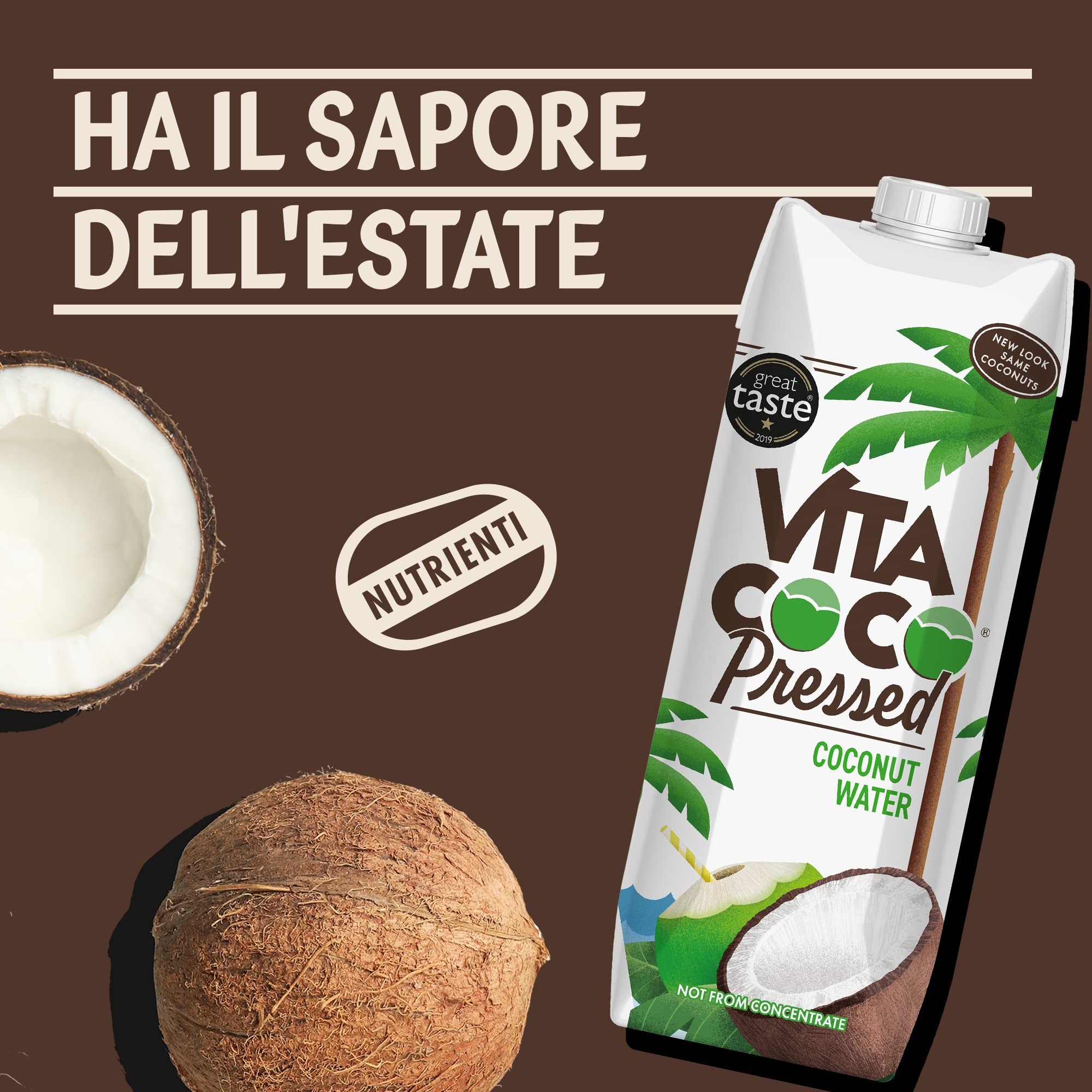 Vita Coco Acqua Di Cocco Extra 6x1 L, Gusto Cocco, Senza Glutine, Ricca Di Vitamina C e Potassio