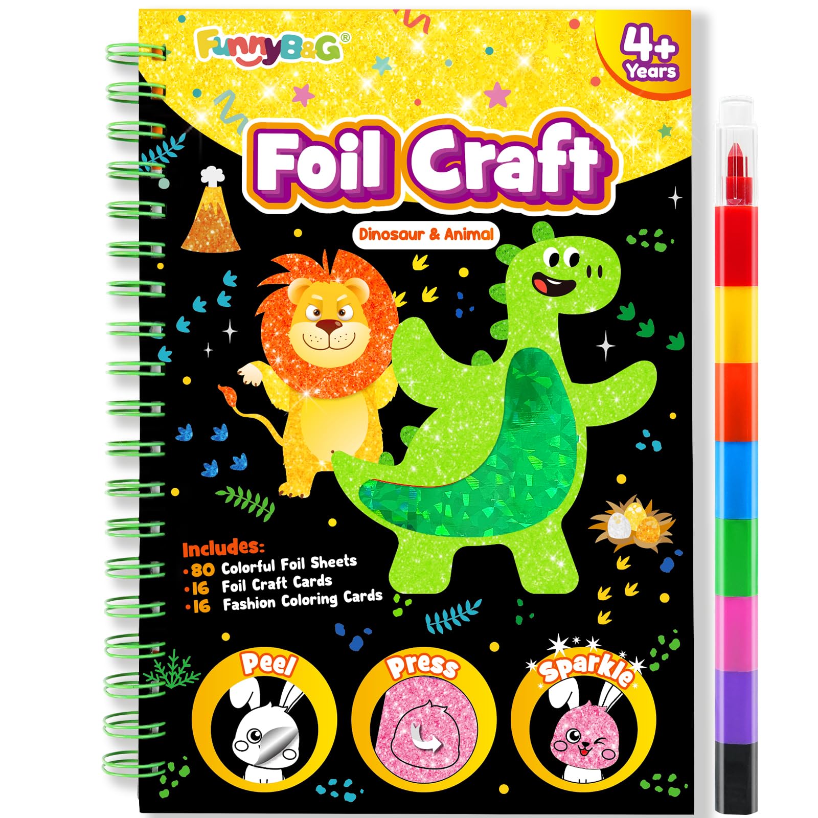 FUNNYB&amp;G Foil Art Craft Kit for Kids, Sparkly Birthday Gift Toy for Kids