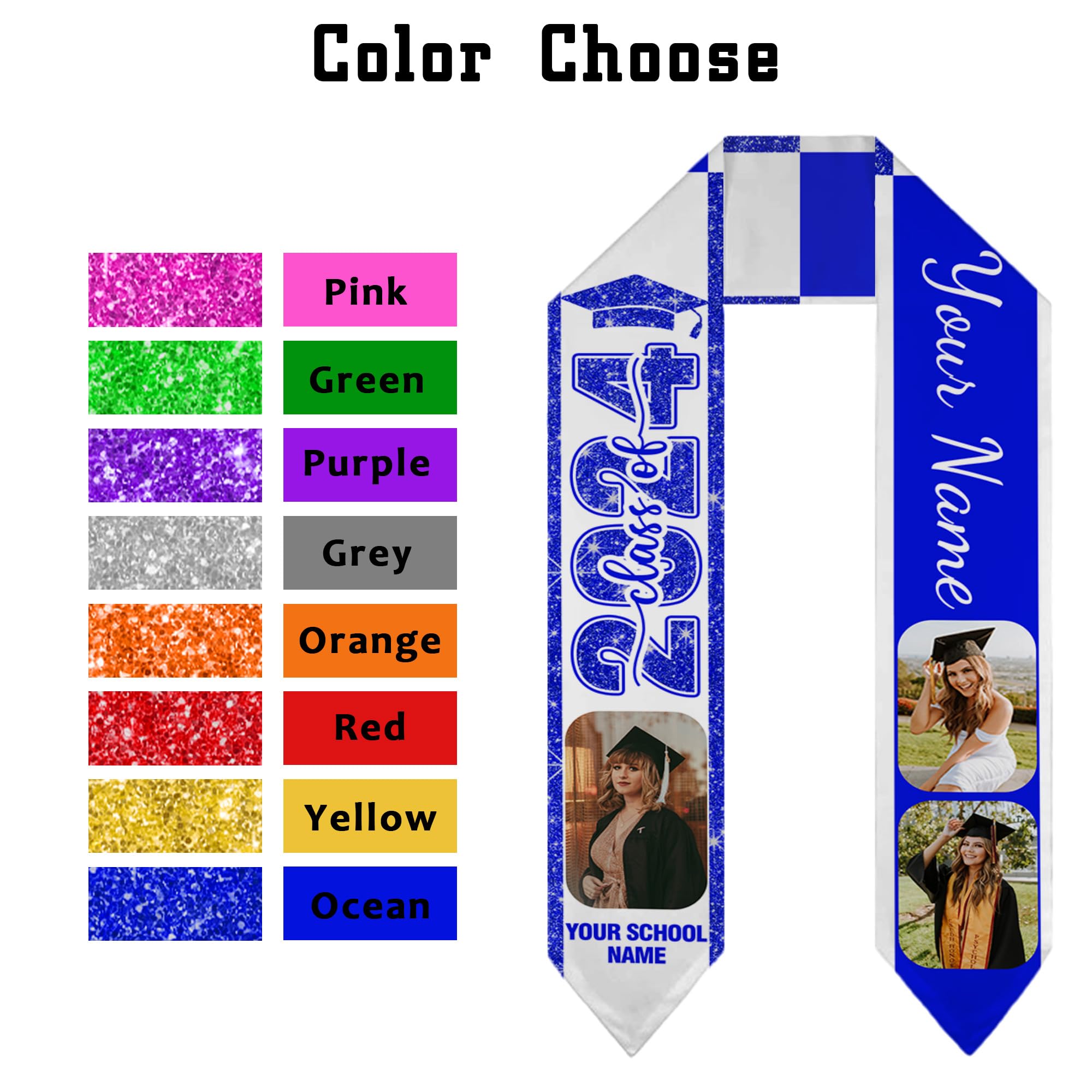Artsadd Custom Graduation Stole Class of 2025 Personalized Photo Name School Name Graduation Stole