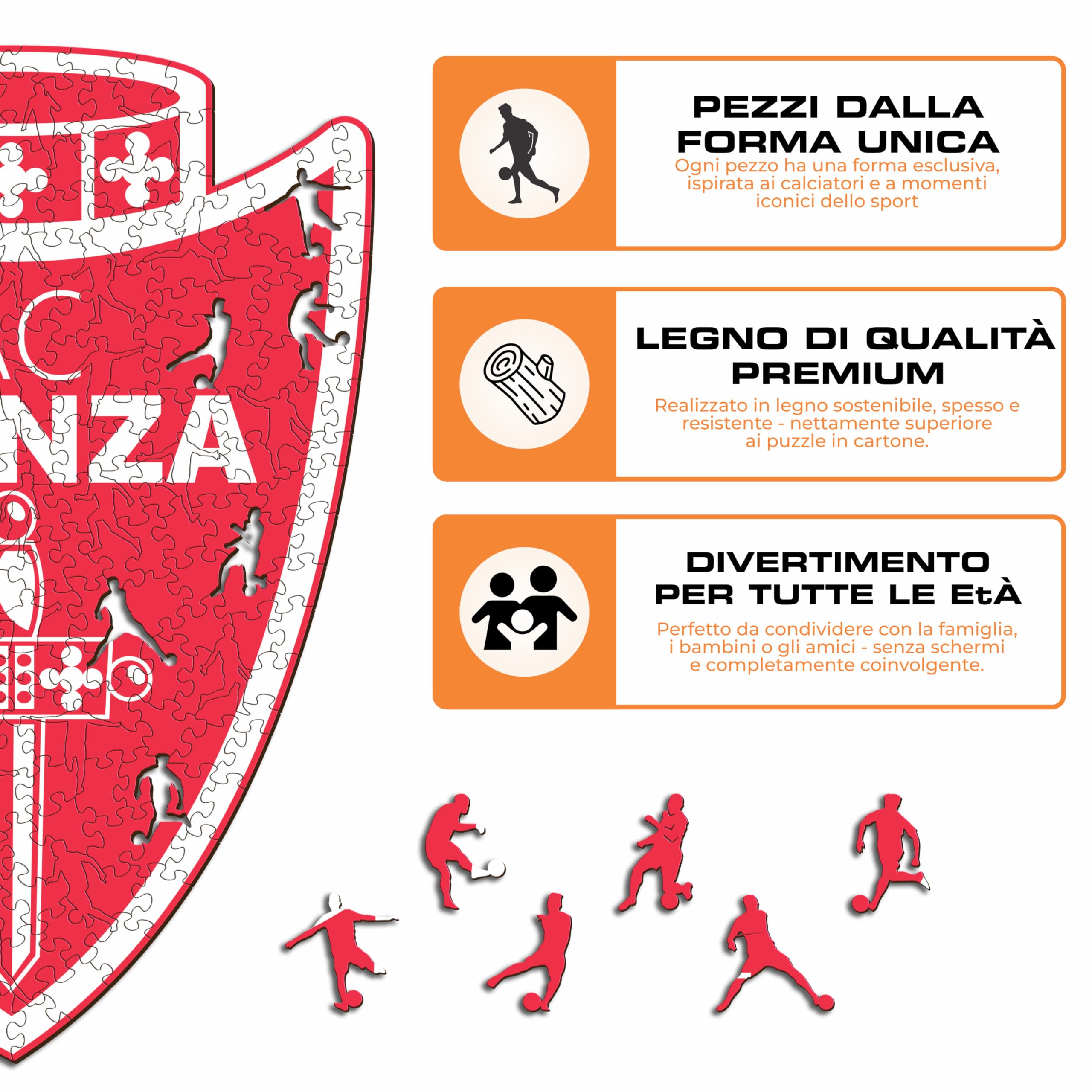 Iconic Puzzles - Monza Logo, Puzzle di Legno con licenza ufficiale, 100% sostenibile, regalo per adulti e bambini, taglia M, 270 Pz
