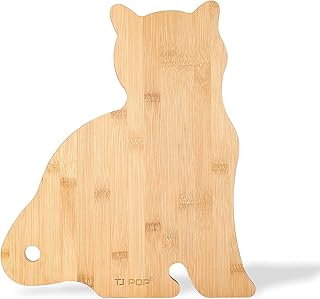 Cat Shaped Charcuterie Board Funny, Kids Serving Board, Cute Cheese Board, Personalized Bamboo Cutting Board (15" x 13" x 0.6”)