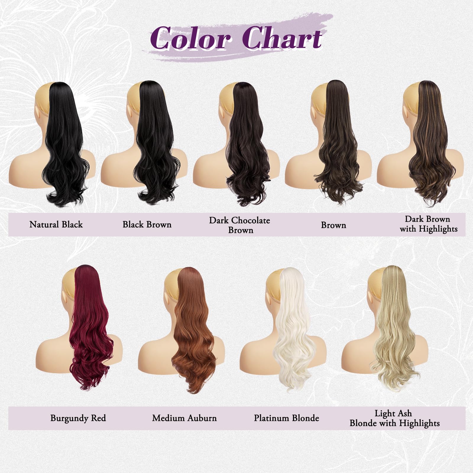 BARSDAR Bourgogne Rouge Ondulés Queue de Cheval Extension avec Cordon, 50cm Synthétique Peigne Clip in Queue de Cheval Extension Cheveux pour Femmes Aspect Naturel Bouclés Épais Postiche Ponytail