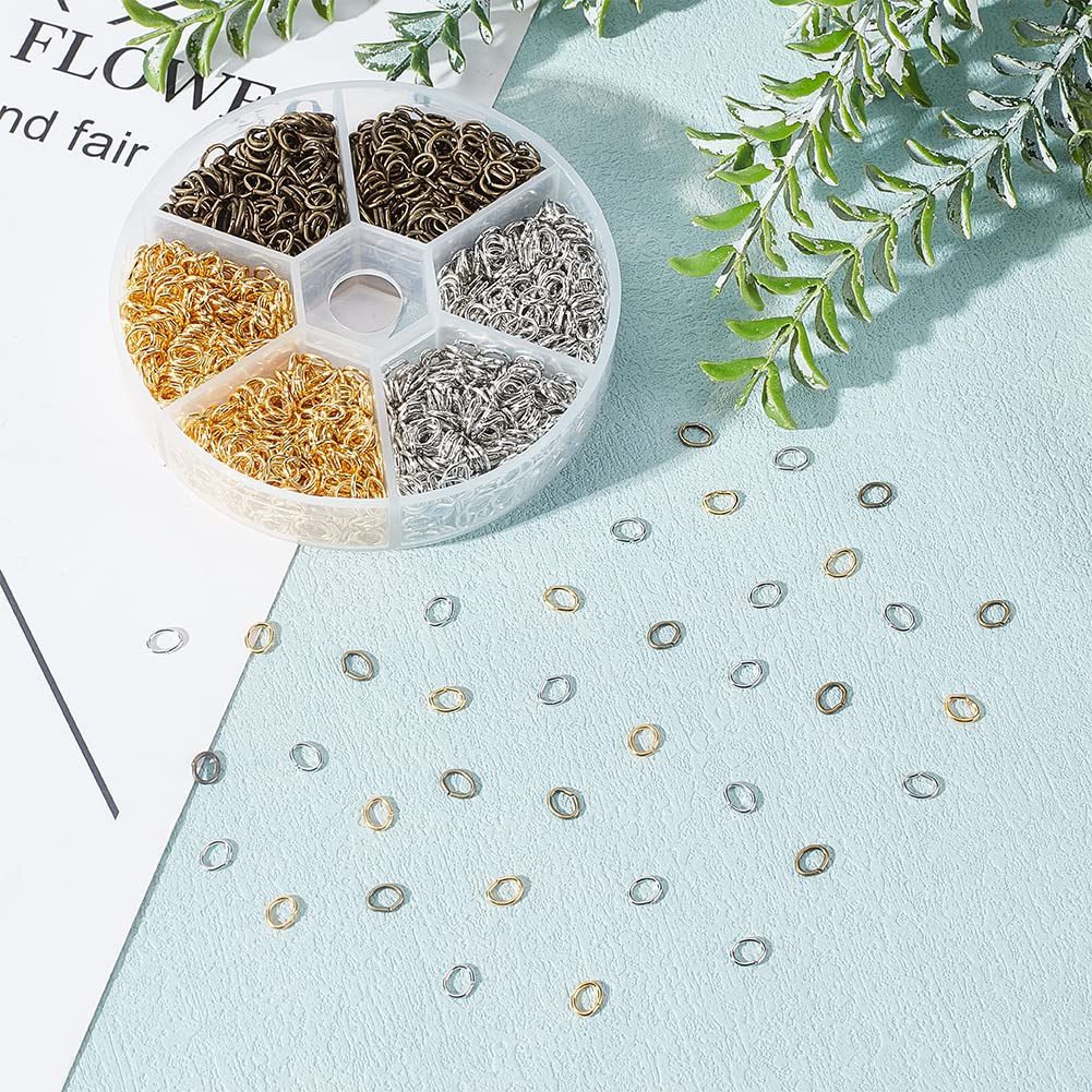 PH PandaHall About 2550 Pcs Iron Oval Open Jump Rings Chainmail Link 5.5x4mm Wire 21-Gauge for Jewelry Findings 3 Colors