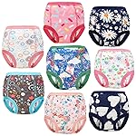 MooMoo Baby 8 Packs Potty Training Pants Cotton Absorbent Training Underwear for Toddler Girls 8T Pink