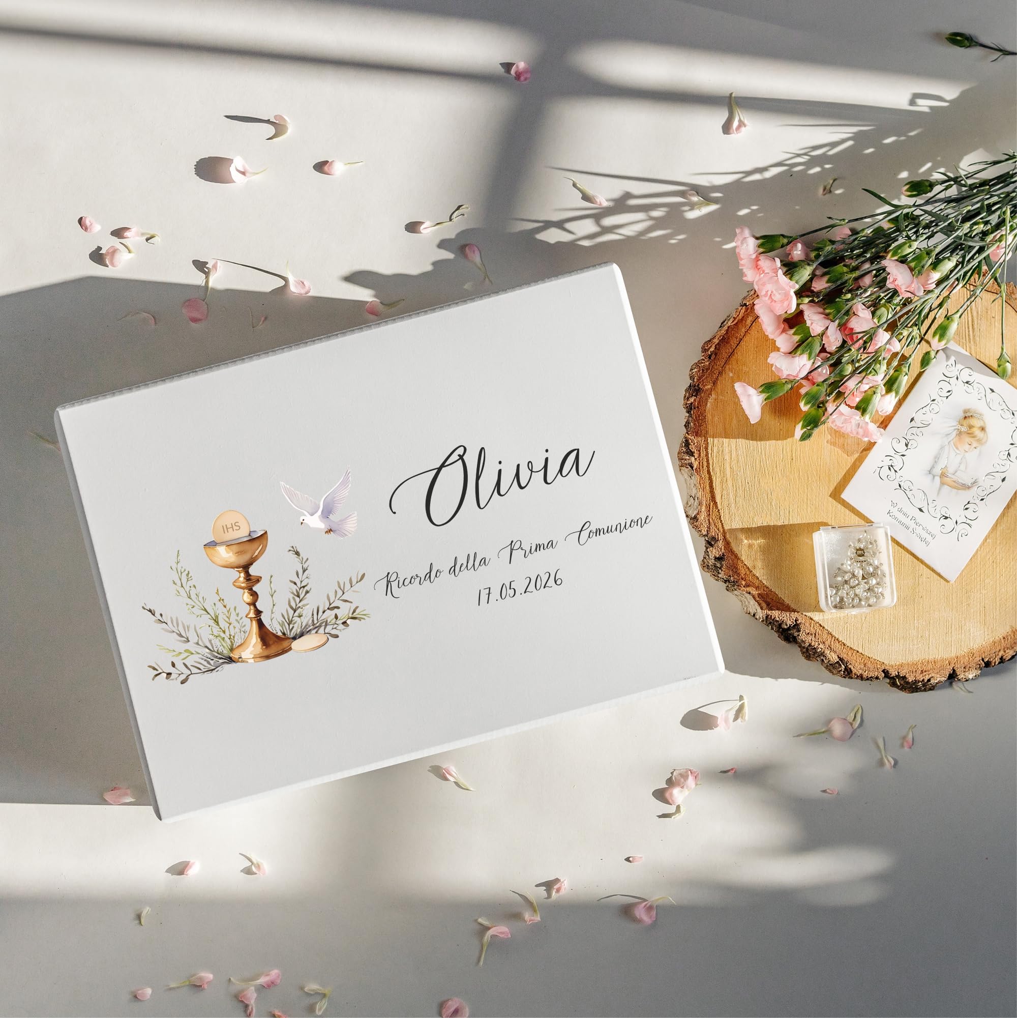 Creative Deco Prima Comunione Scatola di Regalo Personalizzato | Scatola della Memoria in Legno per Bambino/Bambina | Personalizzata - Bambino con Capelli Chiari | Incisione | per Ragazzo e Ragazza