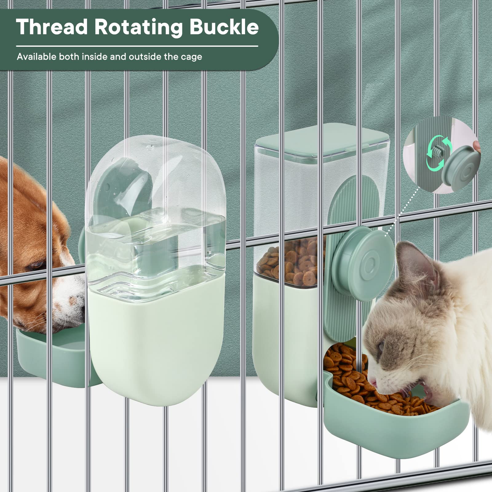 PHAEAO Hanging Automatic Pet Food Water Dispenser, Auto Gravity Rabbit Feeder and Water Dispenser Setï¼Œpet Feeder Station for Puppy Kitten Rabbit Chinchilla Hedgehog Guinea Pig Ferret