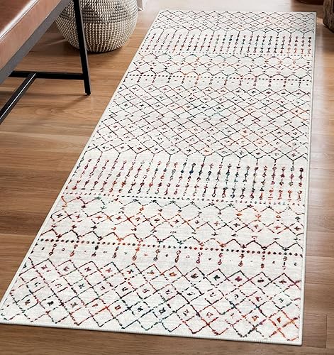 Beevia - Alfombra de pasillo de cocina, coloridas rayas geométricas para pasillo, 2 x 6, alfombra suave para dormitorio, alfombra de interior para