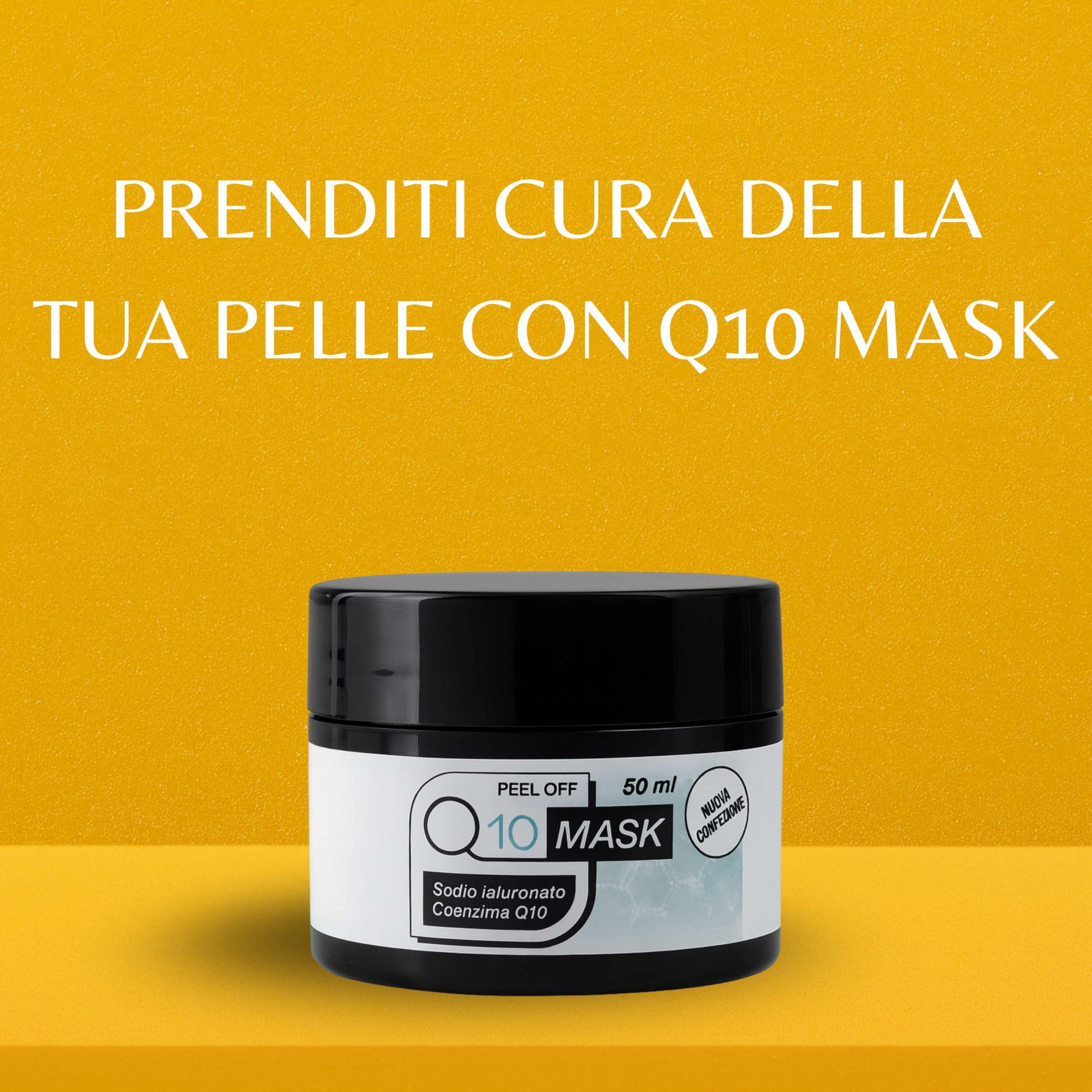 Maschera Viso Q10 200ml Peel Off Antiage con Acido Ialuronico | Idratante, Rimpolpante, Illuminante, Contro Rughe e Pelle Spenta
