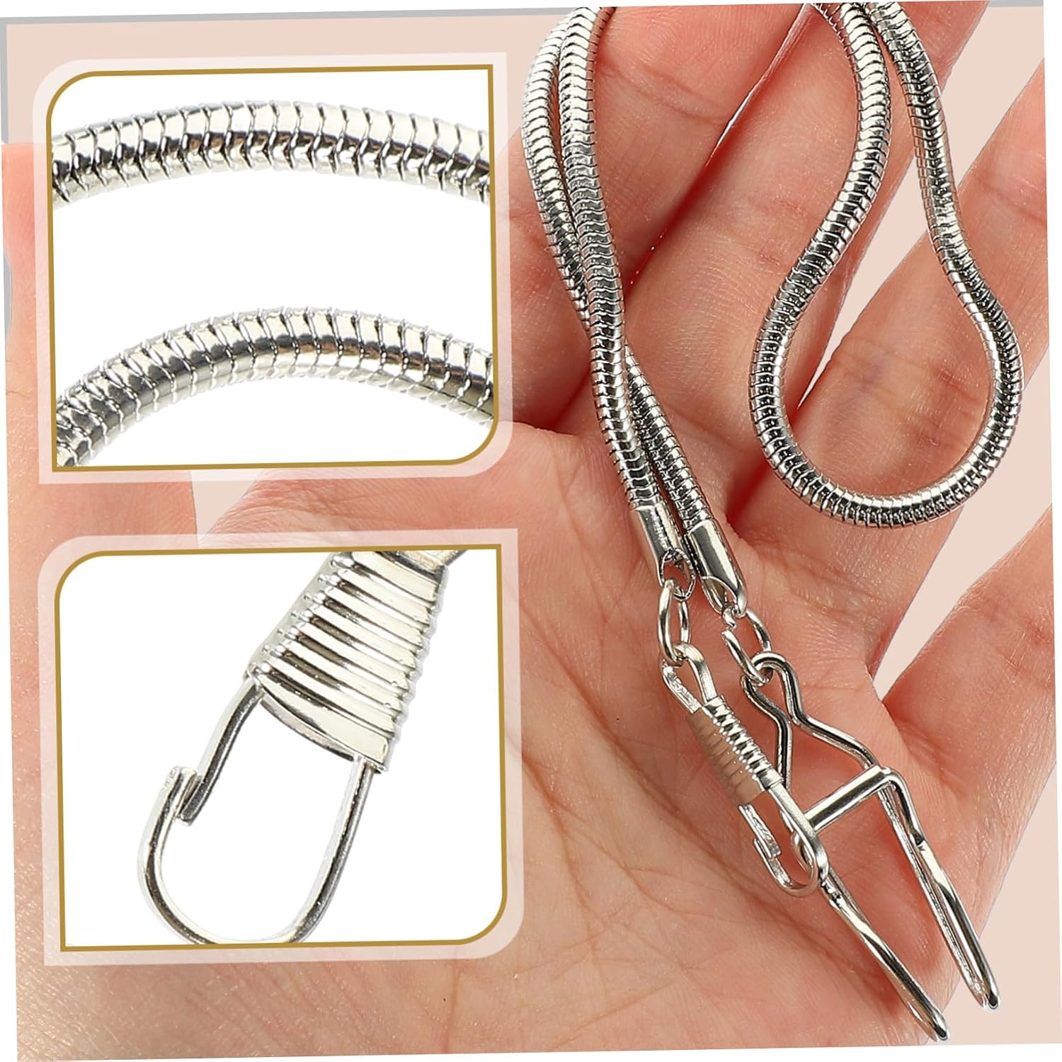 Classic Alloy Pocket Watch Chain with Silver Snake Design Metal Alloy Vest Hanging Chain for Men Practical Jean Accessory with Fine Craftsmanship and Lightweight Portability
