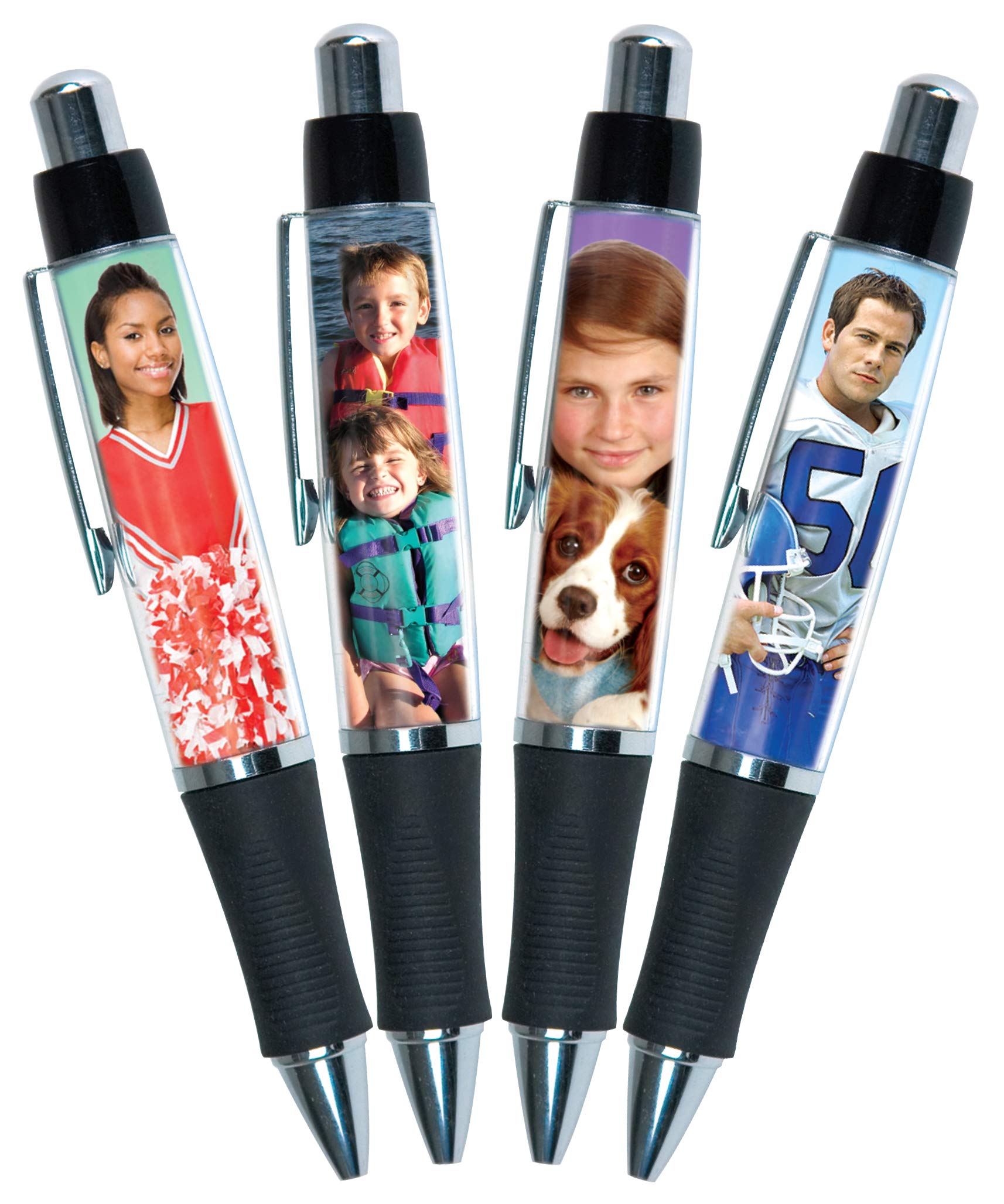 Jaymo PixPen - DIY Photo Pen – Create Your Own Personalized Pen - Insert 2.5” x 1.75” Wallet Photo or Create and Print Inserts Online – 4 Pack