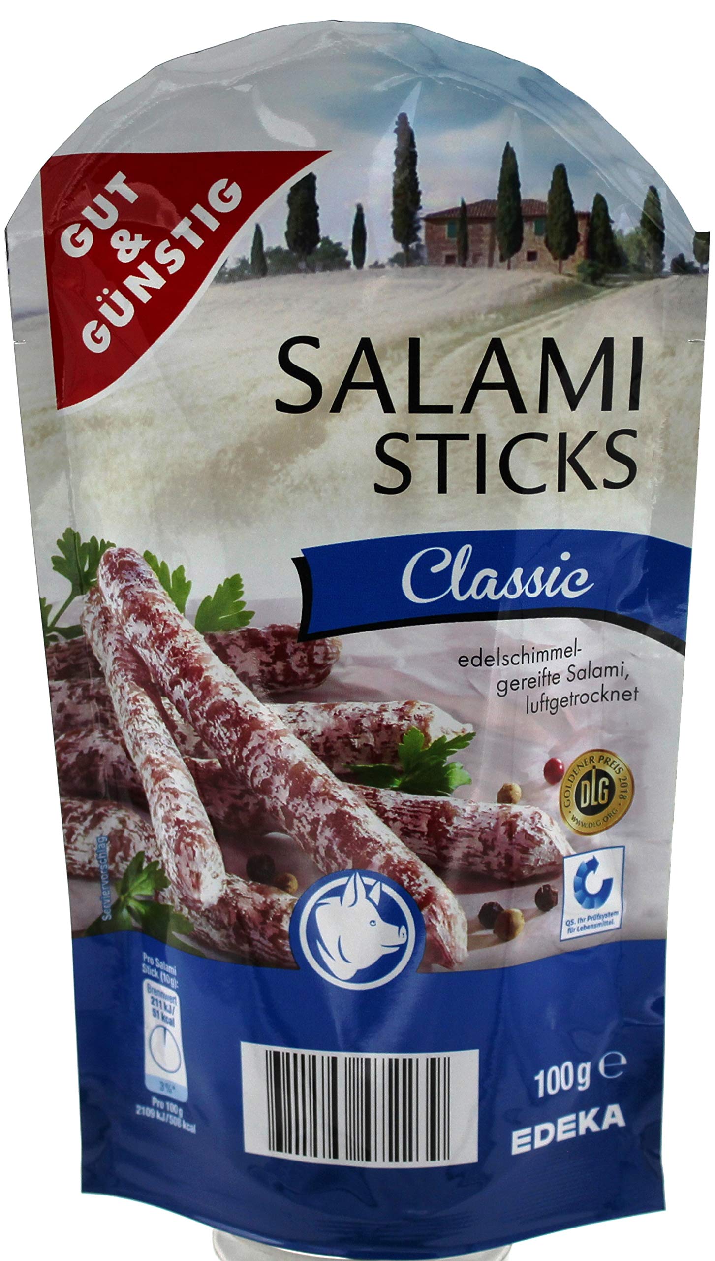Gut & Günstig Salami Sticks Classic, 8er Pack (8 x 100g)