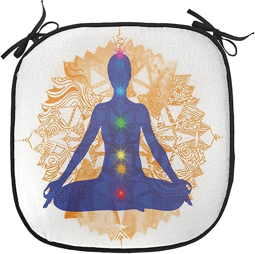 Miniatura 118 de Lunarable Cojín retro para silla, mujer con cabello, letrero de victoria con burbujas de discurso, inspirado en arte pop, acolchado de asiento para