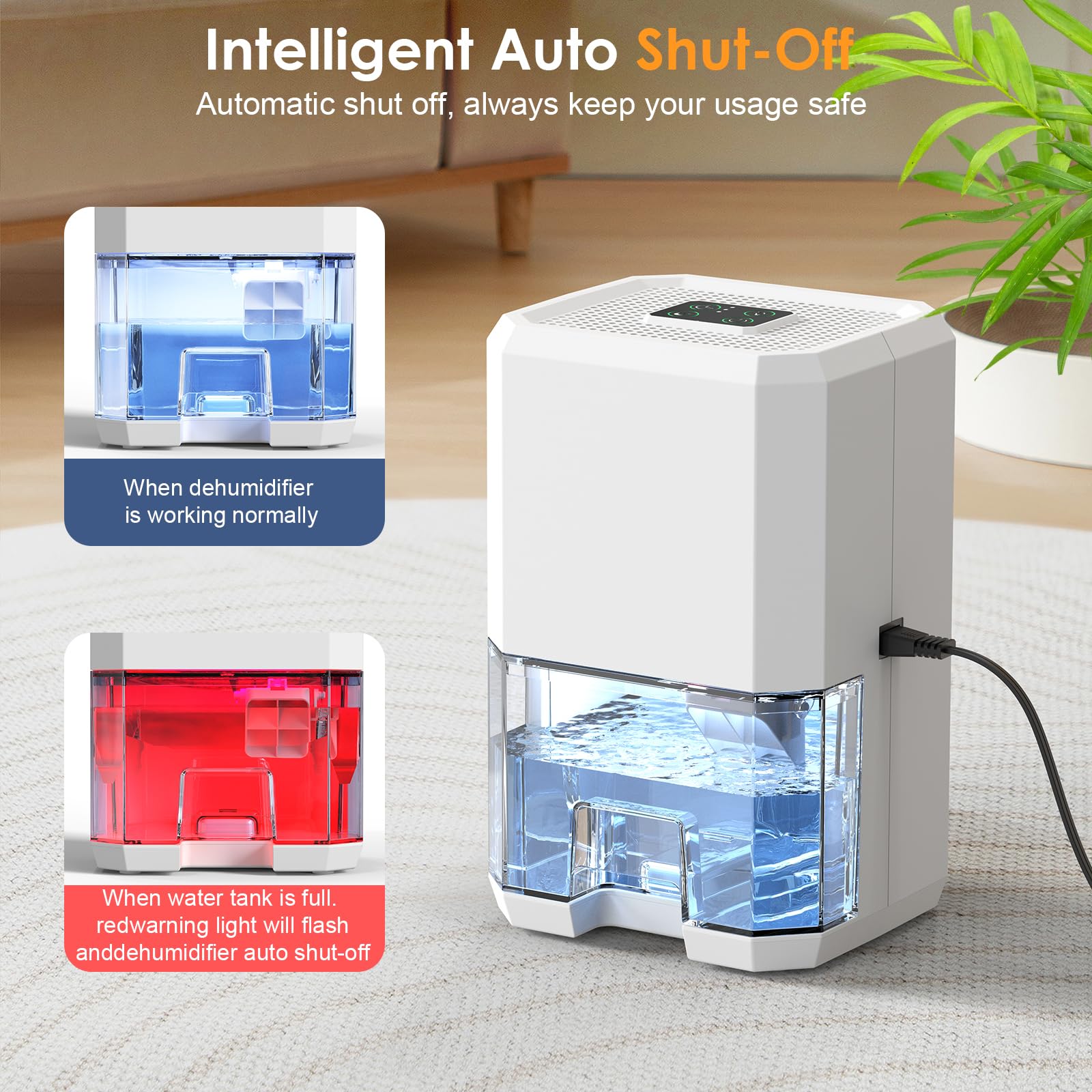 Déshumidificateur 24 Heures Avec Capacité De 1100ml, Lumière LED, Fonctionnement Ultra Silencieux, écran Lcd, Arrêt Automatique Et 7 Couleurs De Lumière, Pour La Chambre à Coucher, La Salle De Bain Déshumidificateur 24 Heures Avec Capacité De 1100ml, Lumière LED, Fonctionnement Ultra Silencieux, écran Lcd, Arrêt Automatique Et 7 Couleurs De Lumière, Pour La Chambre à Coucher, La Salle De Bain