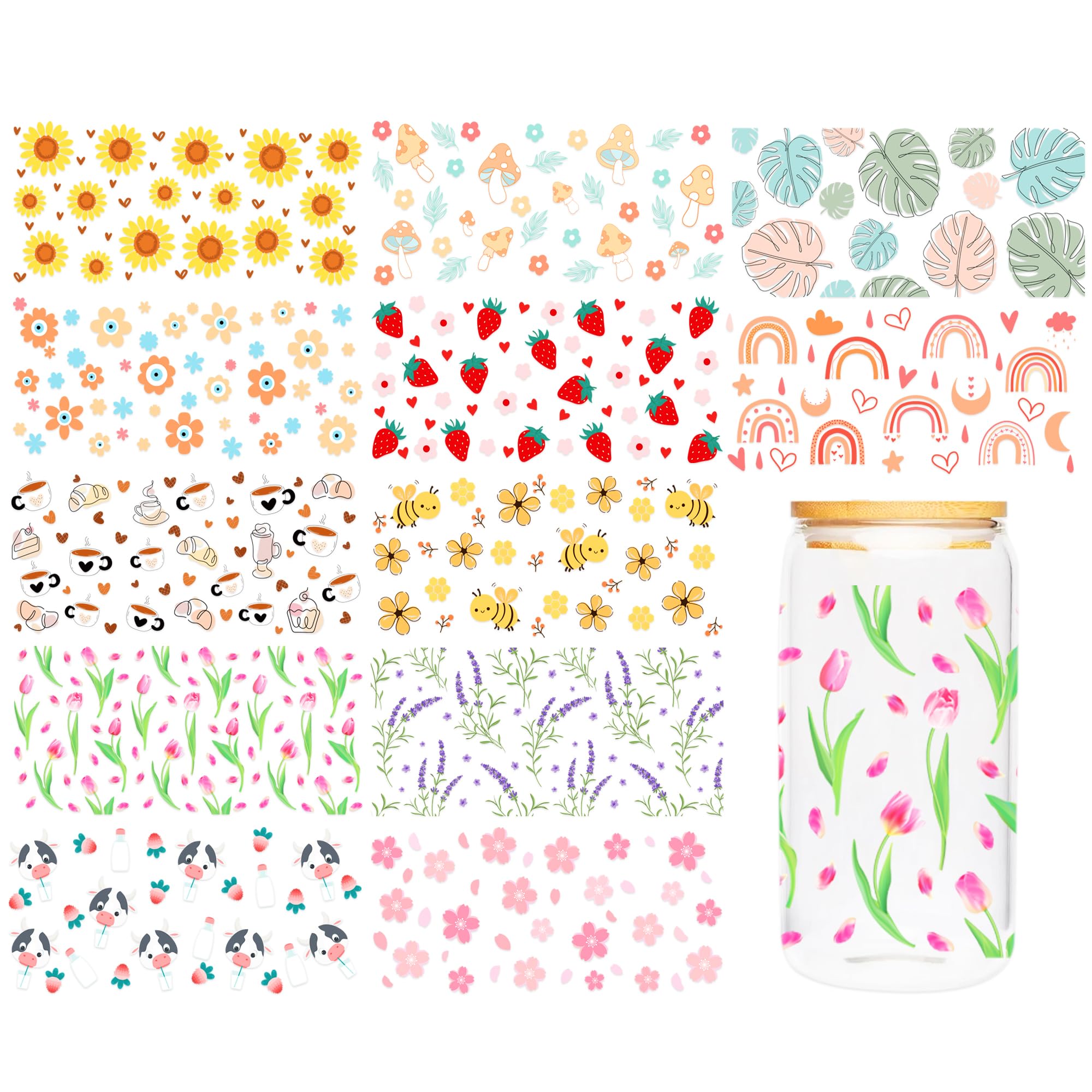 Adesivi UV DTF Cup Wraps, 20 Fogli Per Amanti Dei Libri Con