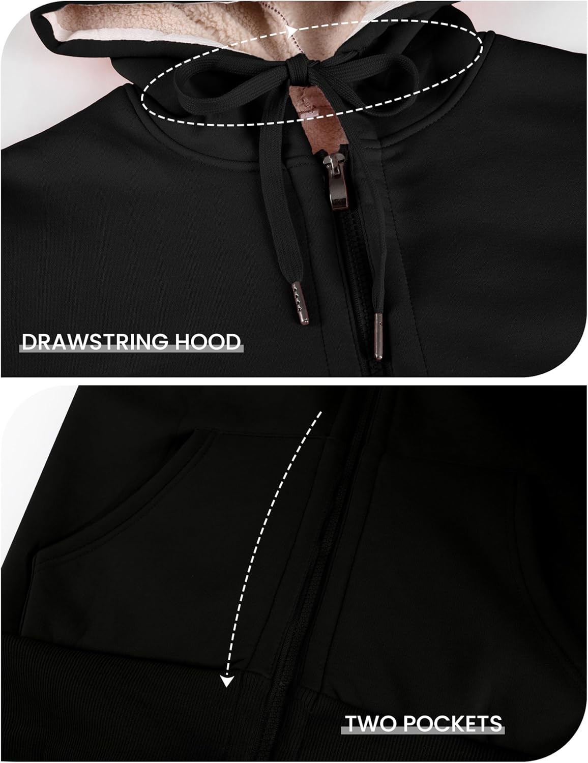 PUWEI Women's Winter Warm Fleece Jackets Thick Sherpa Lined Zip up Hoodies Heavyweight Sweatshirt Coat - Image 4