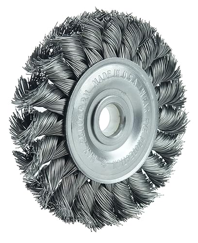 Miniatura 7 de Weiler 36279 - Rueda de alambre Wolverine Knot de 8 pulgadas, giro estándar, relleno de acero de 023 pulgadas, orificio de eje de 58 pulgadas,