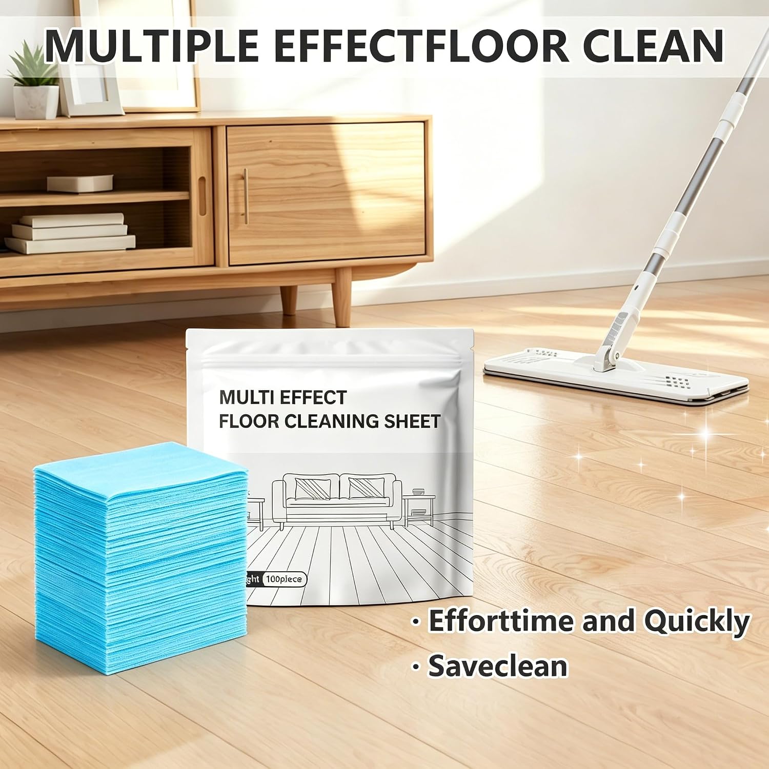 100 Piece Multi-Surface Floor Cleaning Tablets, Concentrated Pre-Measured Deep Cleaner for Hardwood, Tile, Laminate, Vinyl, Kitchen Bathroom, Multiple Effect Dissolvable Tablets for Mop Bucket