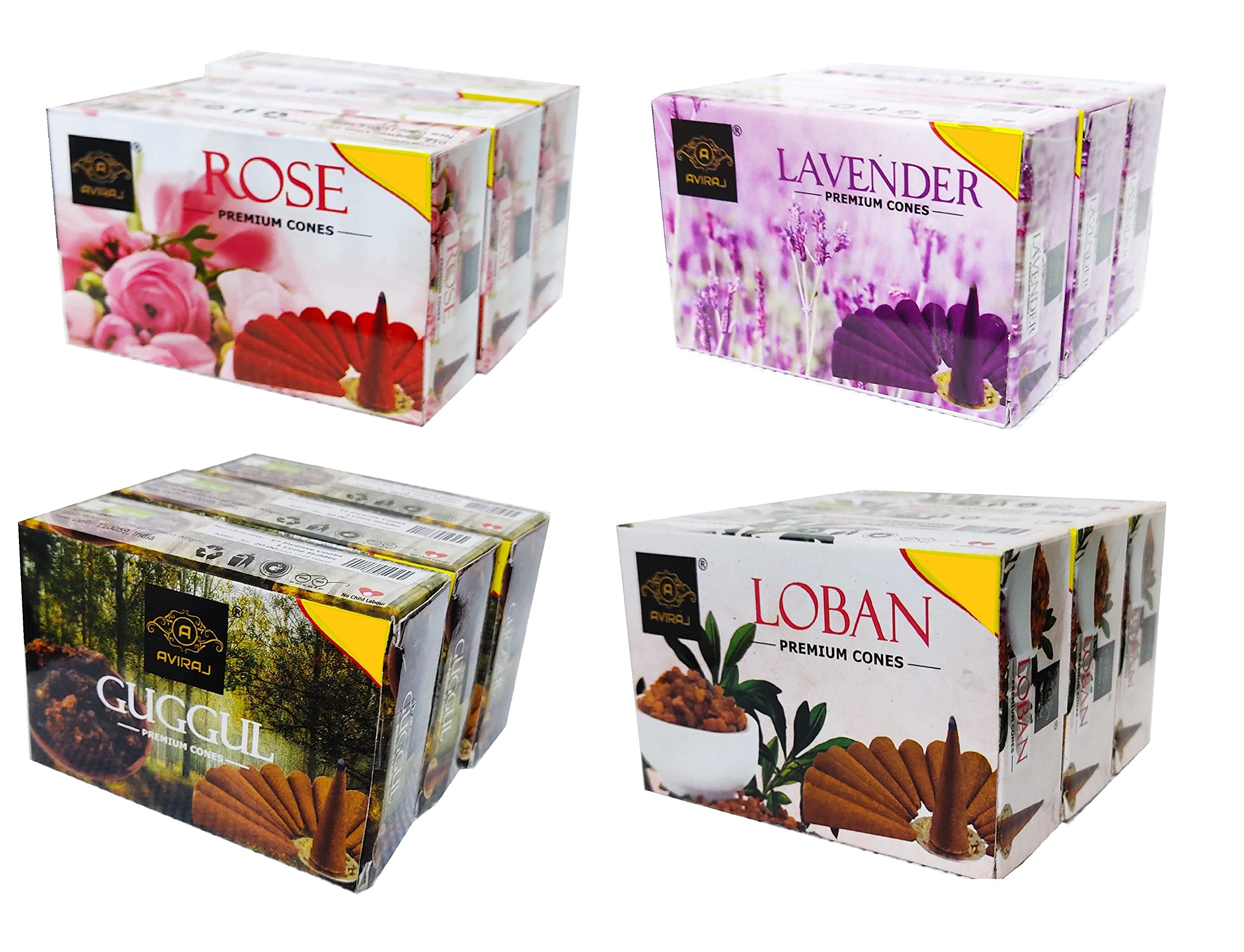 Aviraj Multi Fragrance Dhoop Cones for Pooja Combo Pack of 12 Boxes I Guggul, Loban, Lavender, Rose Dhoop Cones-image-33